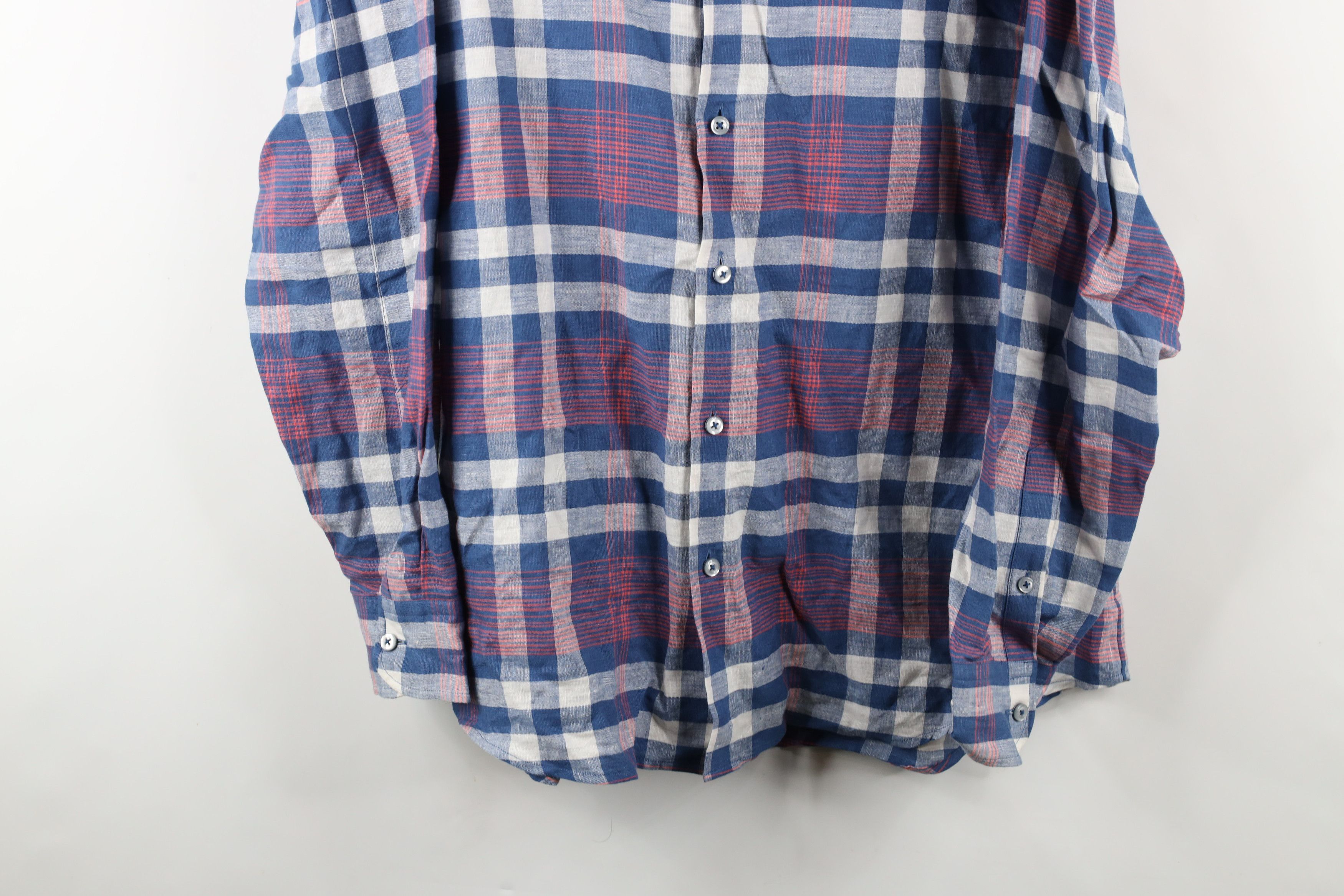 Tommy Bahama × Vintage Tommy Bahama Linen Blend Collared Button Shirt Plaid Size US L / EU 52-54 / 3 - 3 Thumbnail