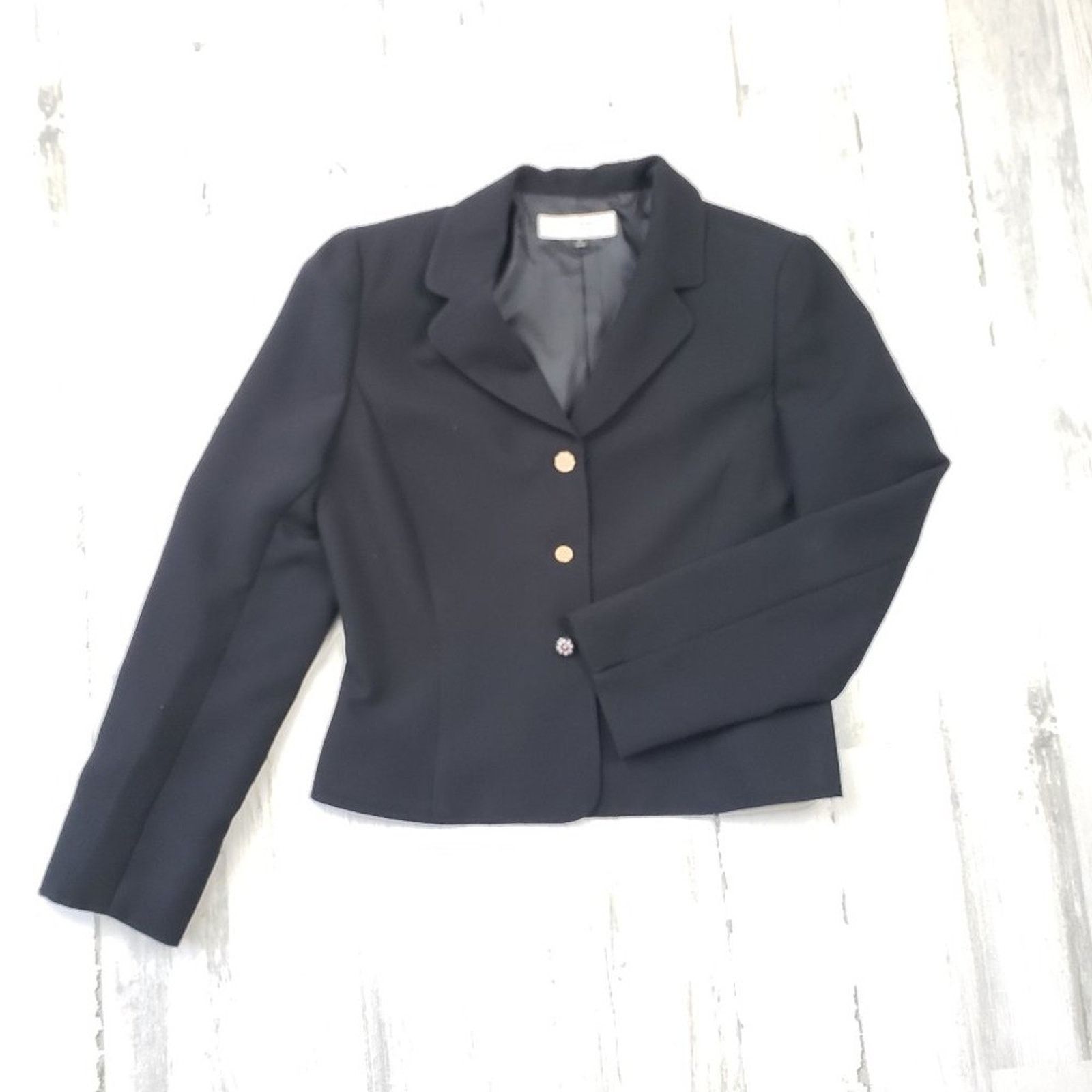 Other Tahari Arthur Levine Solid Black 3-Button Blazer Jacket 10 Size L / US 10 / IT 46 - 1 Thumbnail