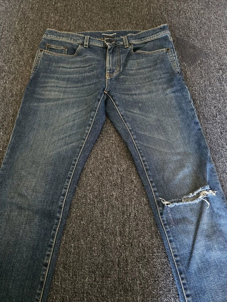Saint Laurent Paris Saint Laurent Distressed Knee D02 Jeans- Size US 31 - 2 Thumbnail