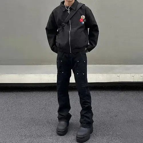 Other Black riveted slim straight-leg cargo pants Size US 32 / EU 48 - 3 Thumbnail