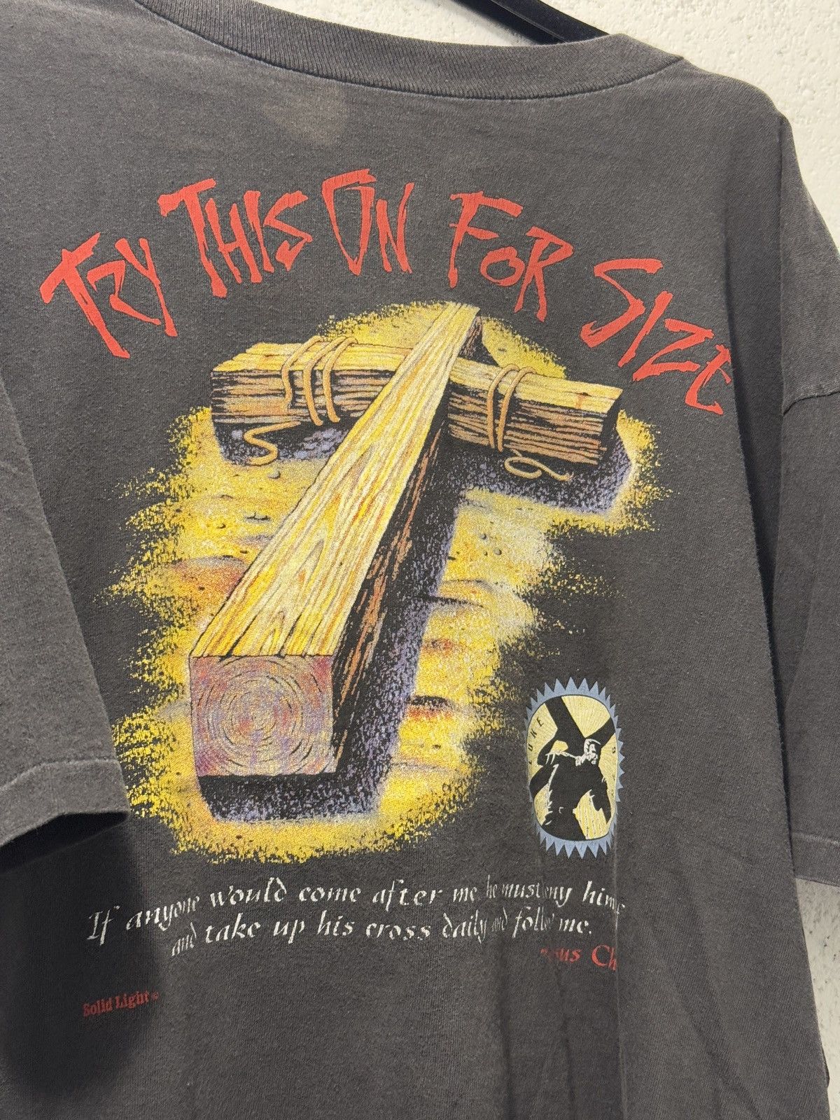Vintage *RARE* 1990s FADED JESUS GOD RELIGION TEE SINGLE STITCH Size US XL / EU 56 / 4 - 3 Thumbnail