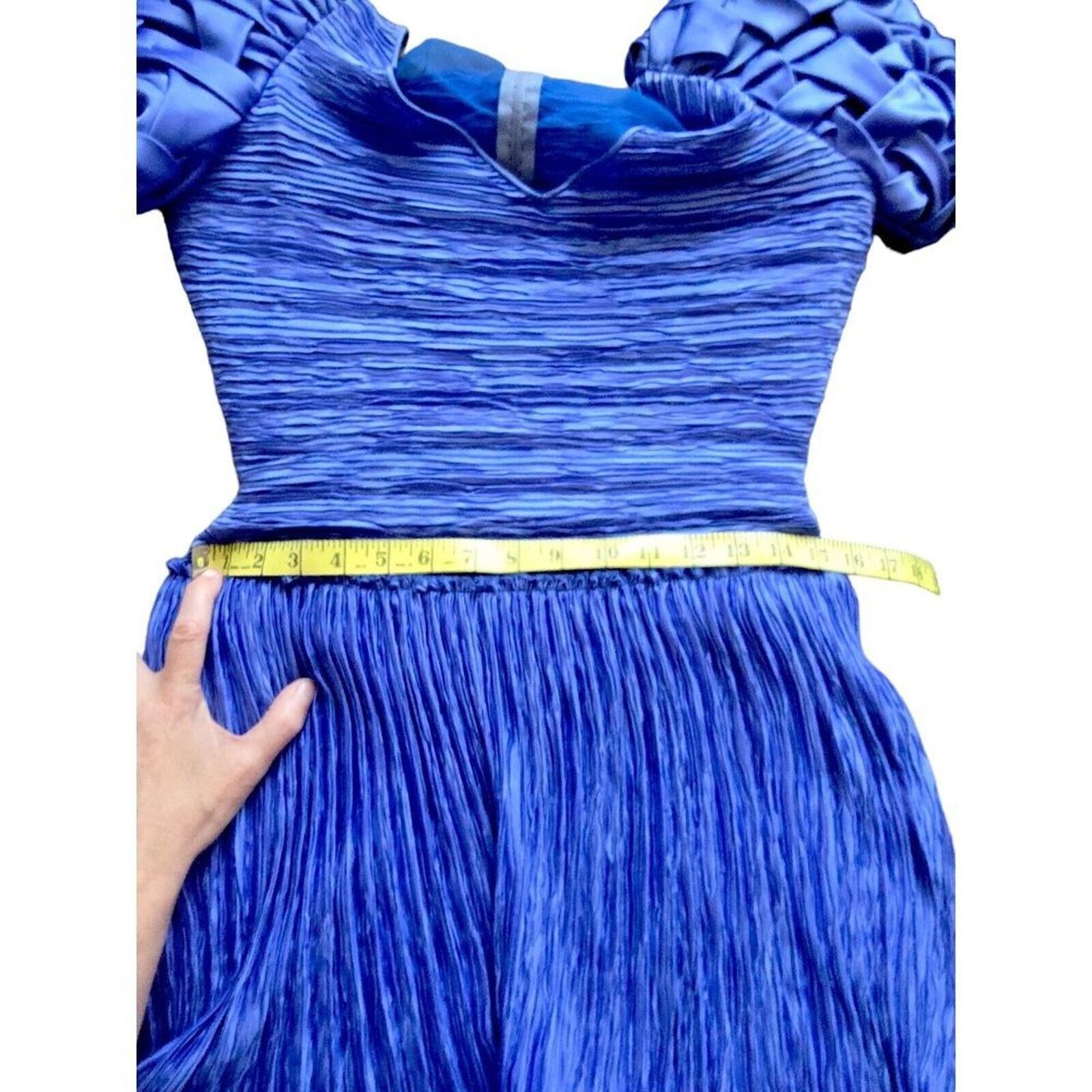 Mary McFadden Vintage Mary McFadden Blue Pleated Plisse dress gown S,M Size S / US 4 / IT 40 - 10 Thumbnail