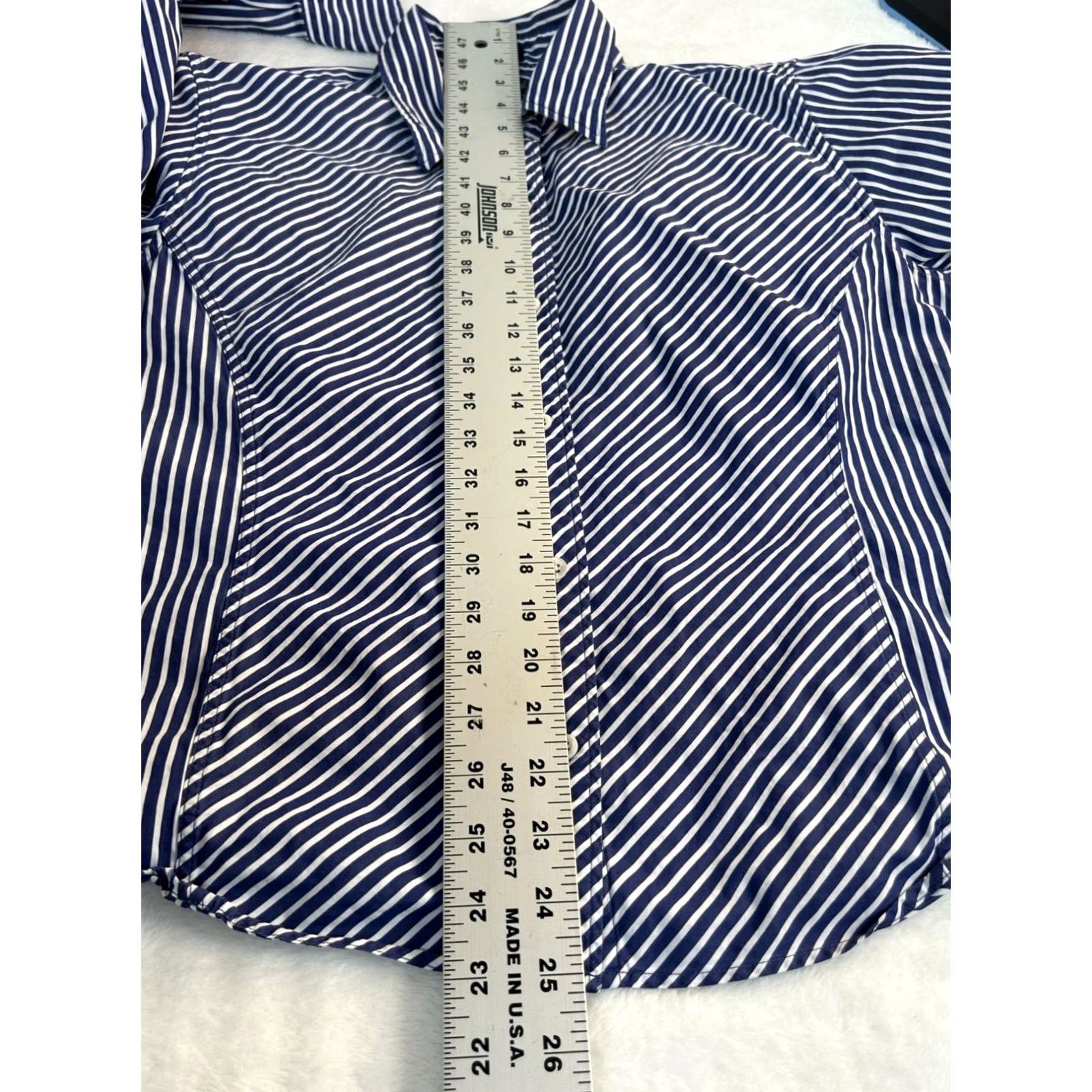 Brooks Brothers F by Faconnable Womens Blue White Striped Button-Up Shirt Large Long Sleeve Top Casual Size L / US 10 / IT 46 - 7 Thumbnail