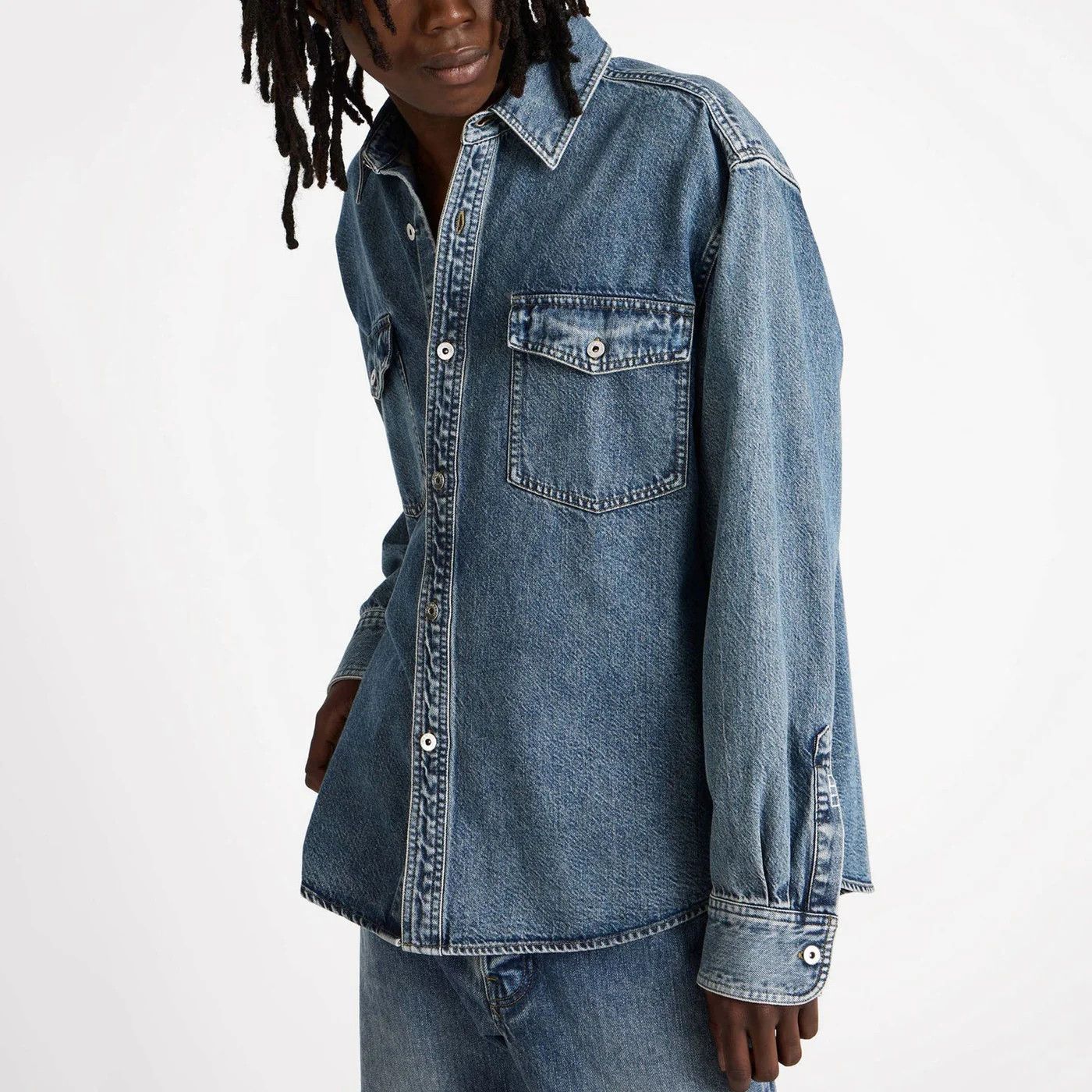 JW Anderson o1d2blof0526 Oversize Denim Shirt in Blue Size US L / EU 52-54 / 3 - 3 Thumbnail