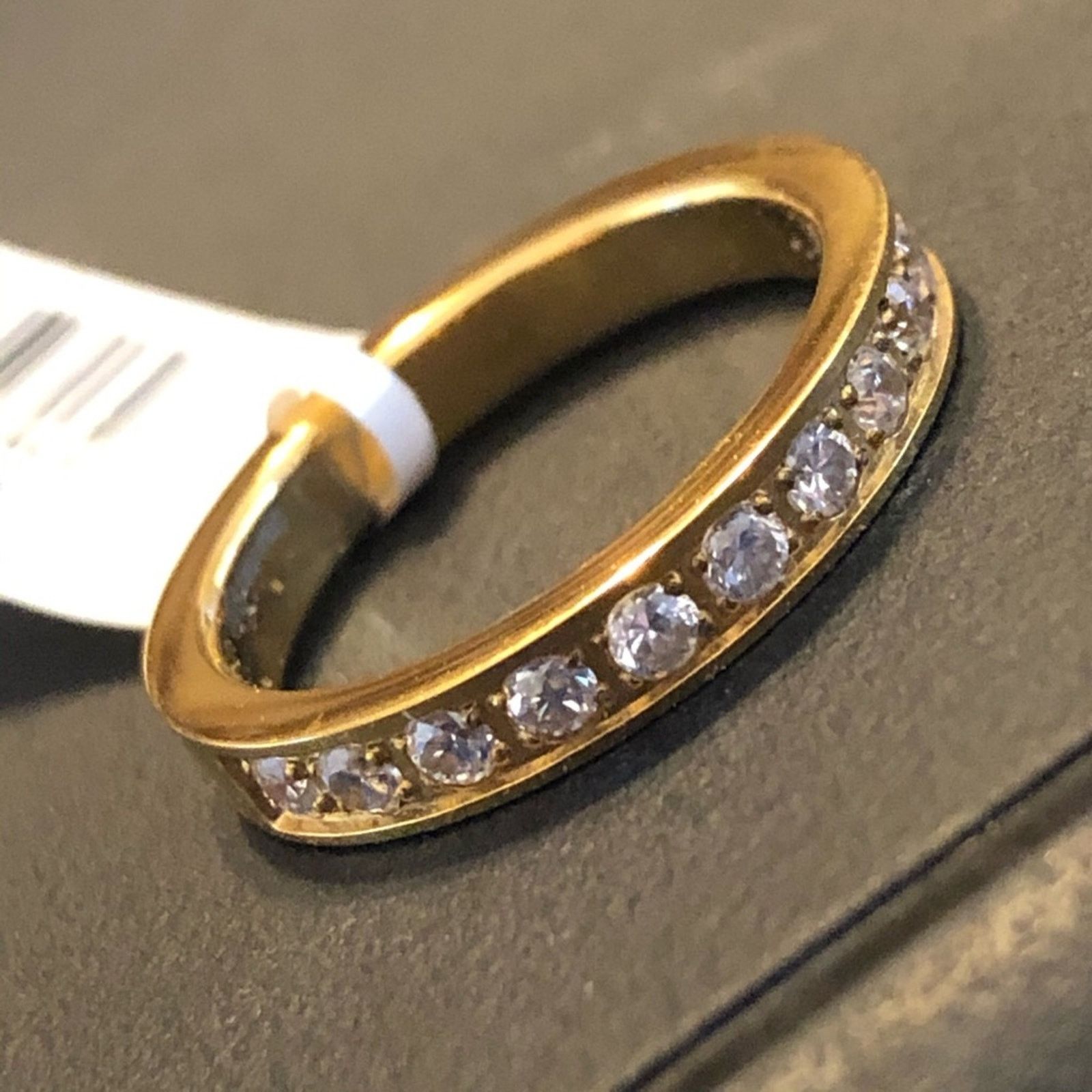 Jewelry Blue Steel stainless steel ion plated cz band ring Size ONE SIZE - 1 Thumbnail