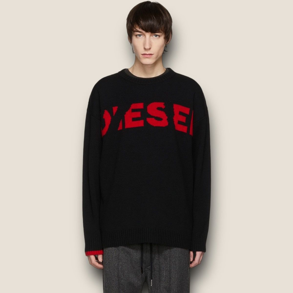 Diesel Diesel Wool Crewneck Black & Red Cut Up Logo Sweater Size US S / EU 44-46 / 1 - 4 Thumbnail
