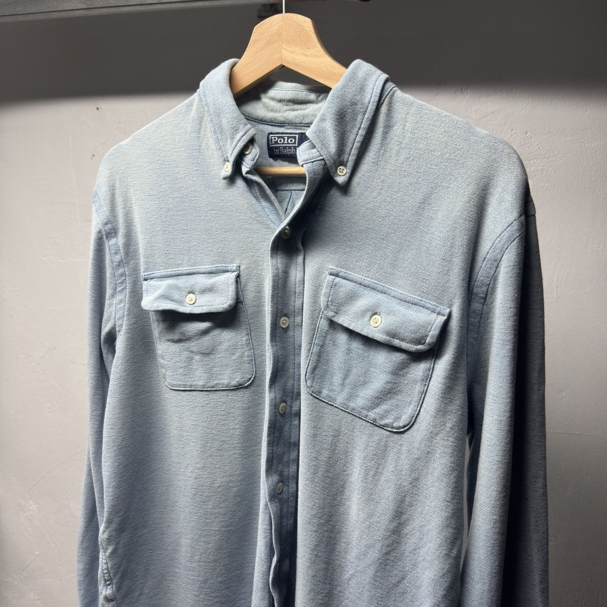 Polo Ralph Lauren Polo Ralph Lauren Indigo Chambray Knit Work Shirt Size US M / EU 48-50 / 2 - 3 Thumbnail