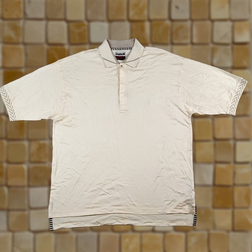 Vintage VINTAGE Sadock Polo Shirt Shirt Mens Beige Khaki 90s Grunge Preppy Oversized Collared Short Sleeve Size US M / EU 48-50 / 2 - 1 Thumbnail
