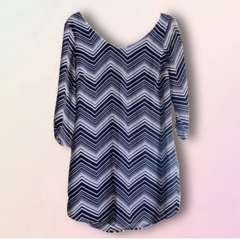 Nordstrom Retro, Lily Rose, Black and Pink, Chevron, Shift Dress Size S / US 4 / IT 40 - 13 Thumbnail