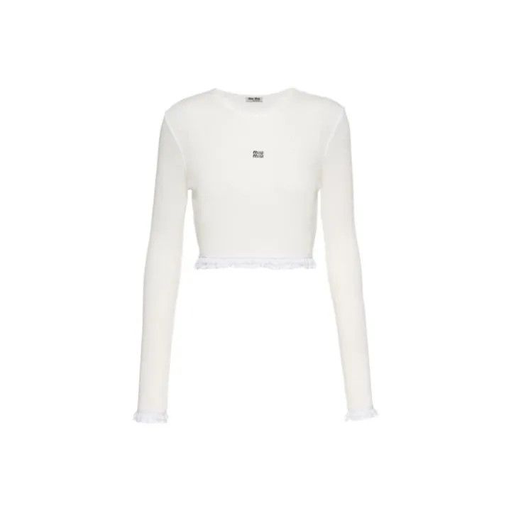 Miu Miu Miu Miu Logo Embroidery Long Sleeve Shirt 0079 Size S / US 4 / IT 40 - 1 Thumbnail
