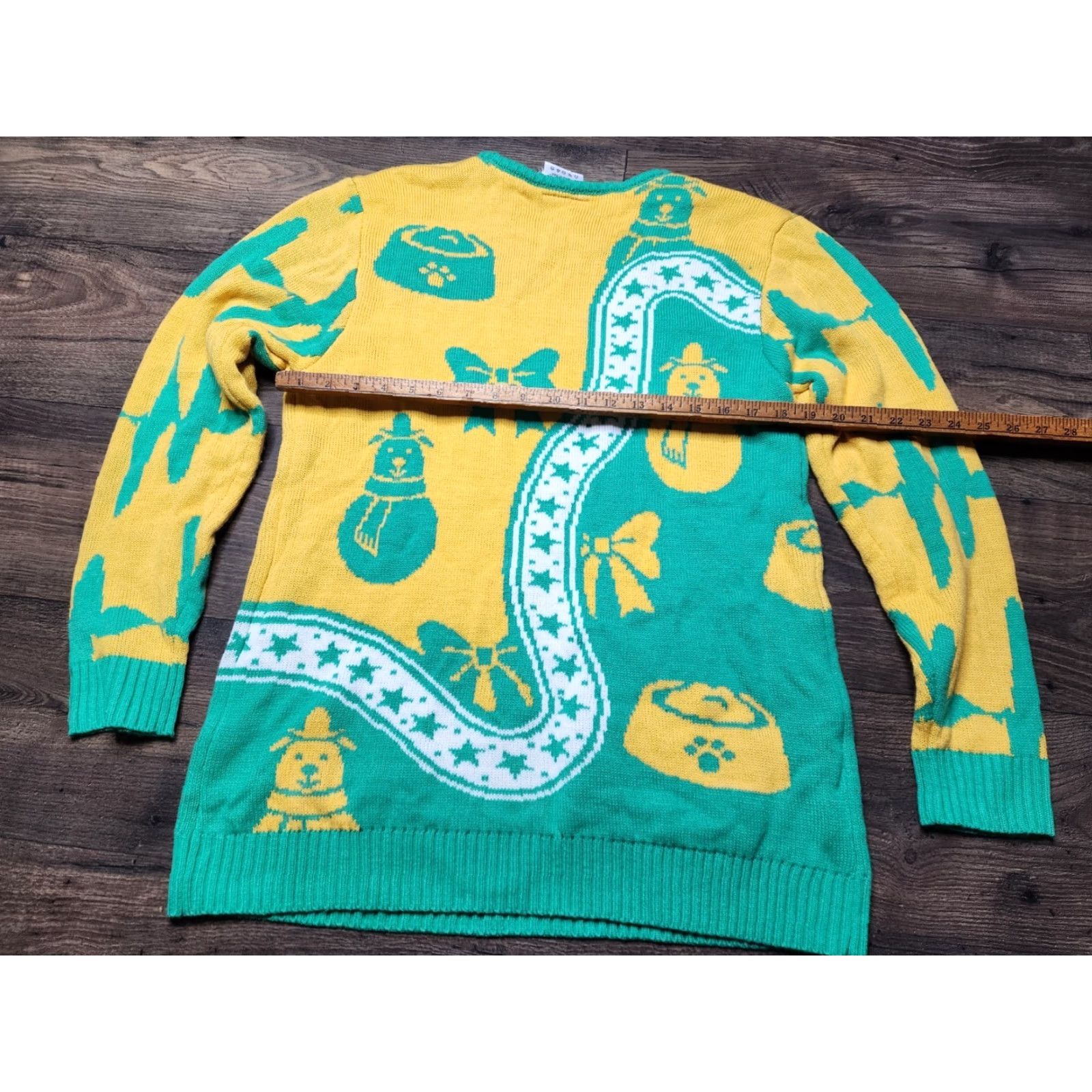 Vintage Cesar Sweater Mens M Dog Christmas Ugly Snowman Bow Yellow Green Size US M / EU 48-50 / 2 - 2 Thumbnail