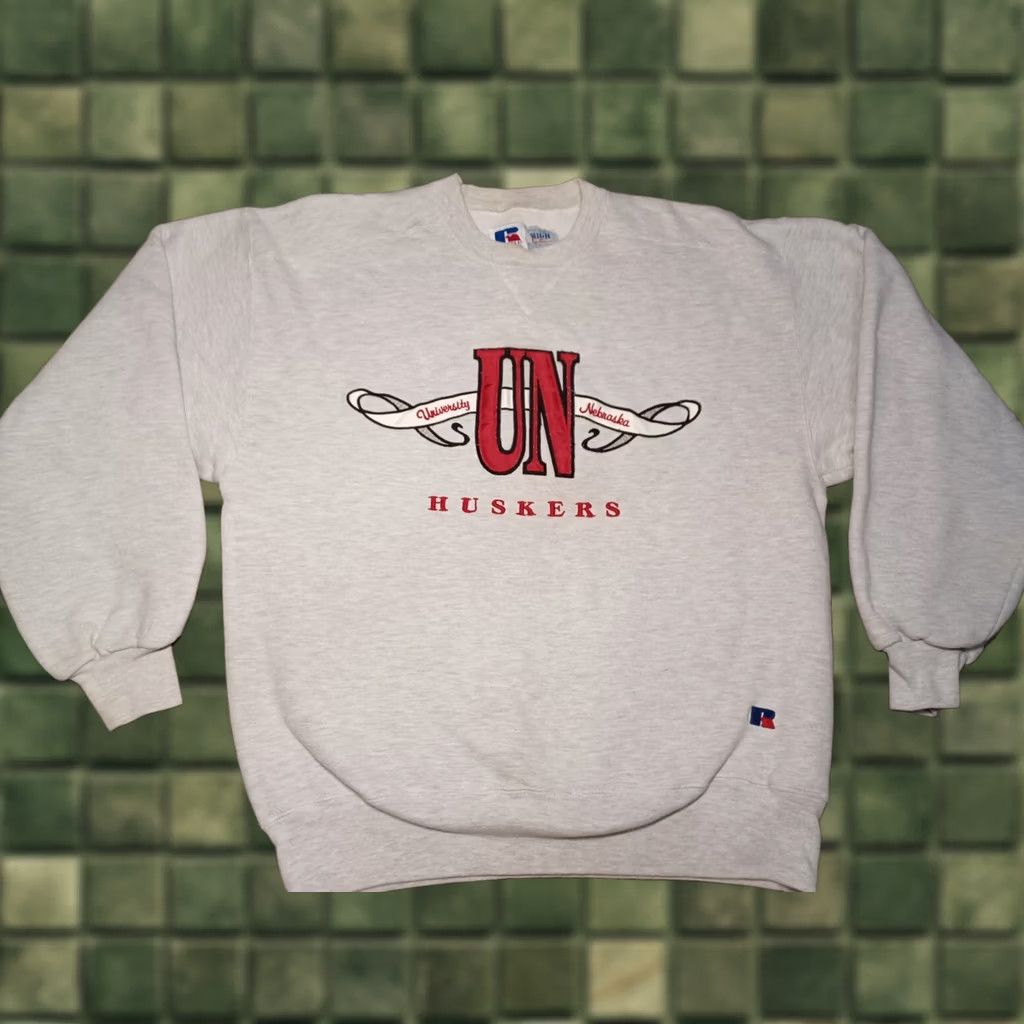 Russell Athletic VINTAGE Nebraska Cornhuskers College Sweatshirt Men Med 90s Russel Athletic Crewneck Gray Size US M / EU 48-50 / 2 - 1 Thumbnail