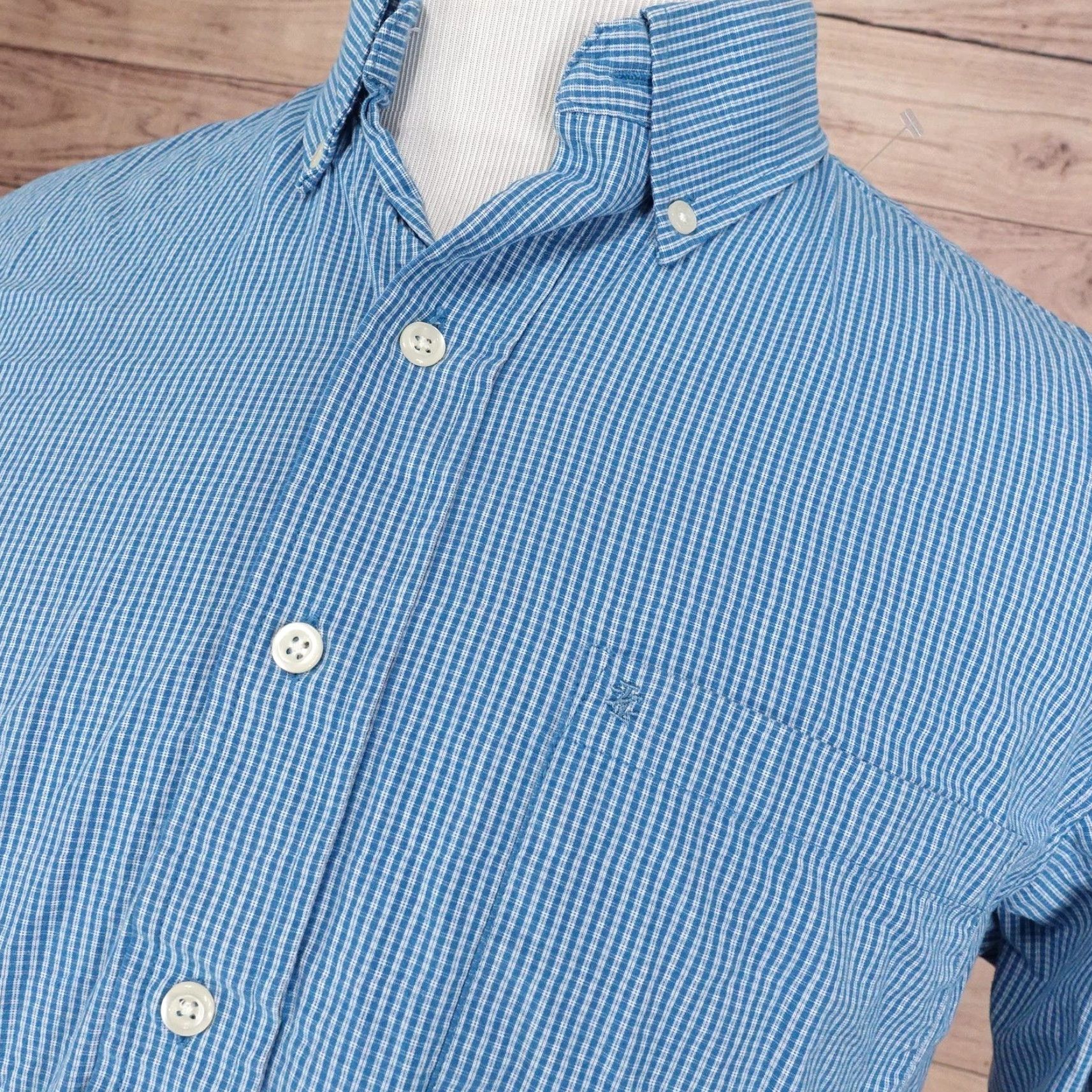 Izod IZOD Shirt Mens Medium Blue Check Long Sleeve Button-Down Easy Care Casual Size US M / EU 48-50 / 2 - 2 Thumbnail