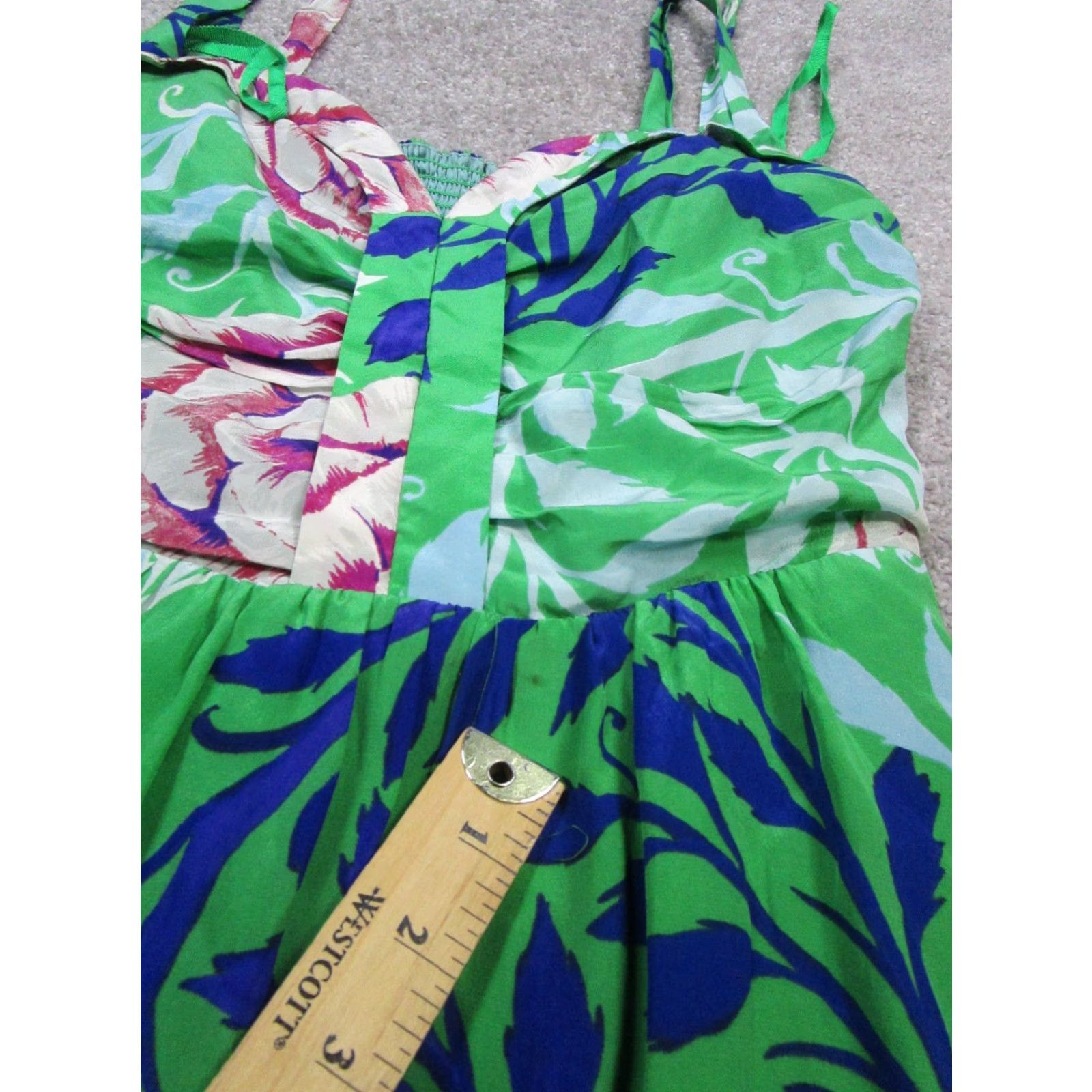 Soeur Moulinette Soeurs Dress Womens 6 Green Blue Red Floral Halter Silk Blouson Size M / US 6-8 / IT 42-44 - 7 Thumbnail