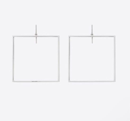 Saint Laurent Paris Saint Laurent Double Square Hoop Earrings in Metal Size ONE SIZE - 1 Thumbnail