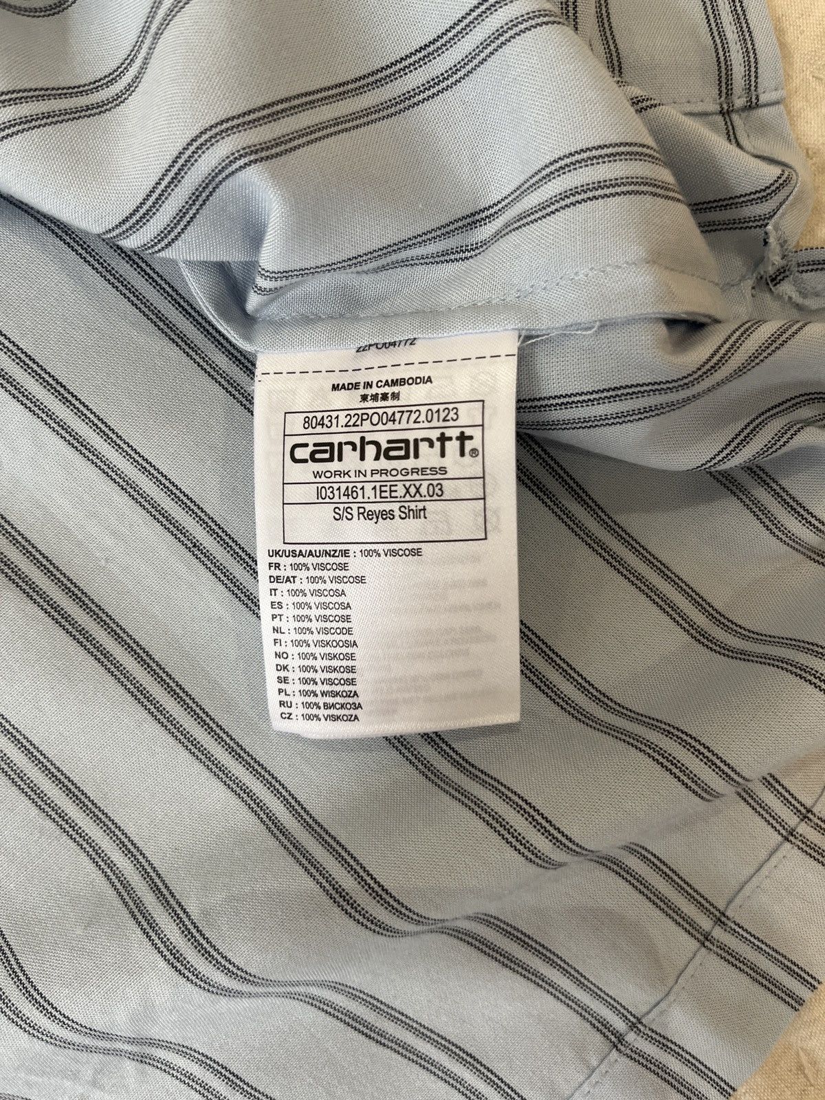 Carhartt Wip Reyes Stripe Shirt — Icarus/Atom Blue (Small) Size US S / EU 44-46 / 1 - 3 Thumbnail