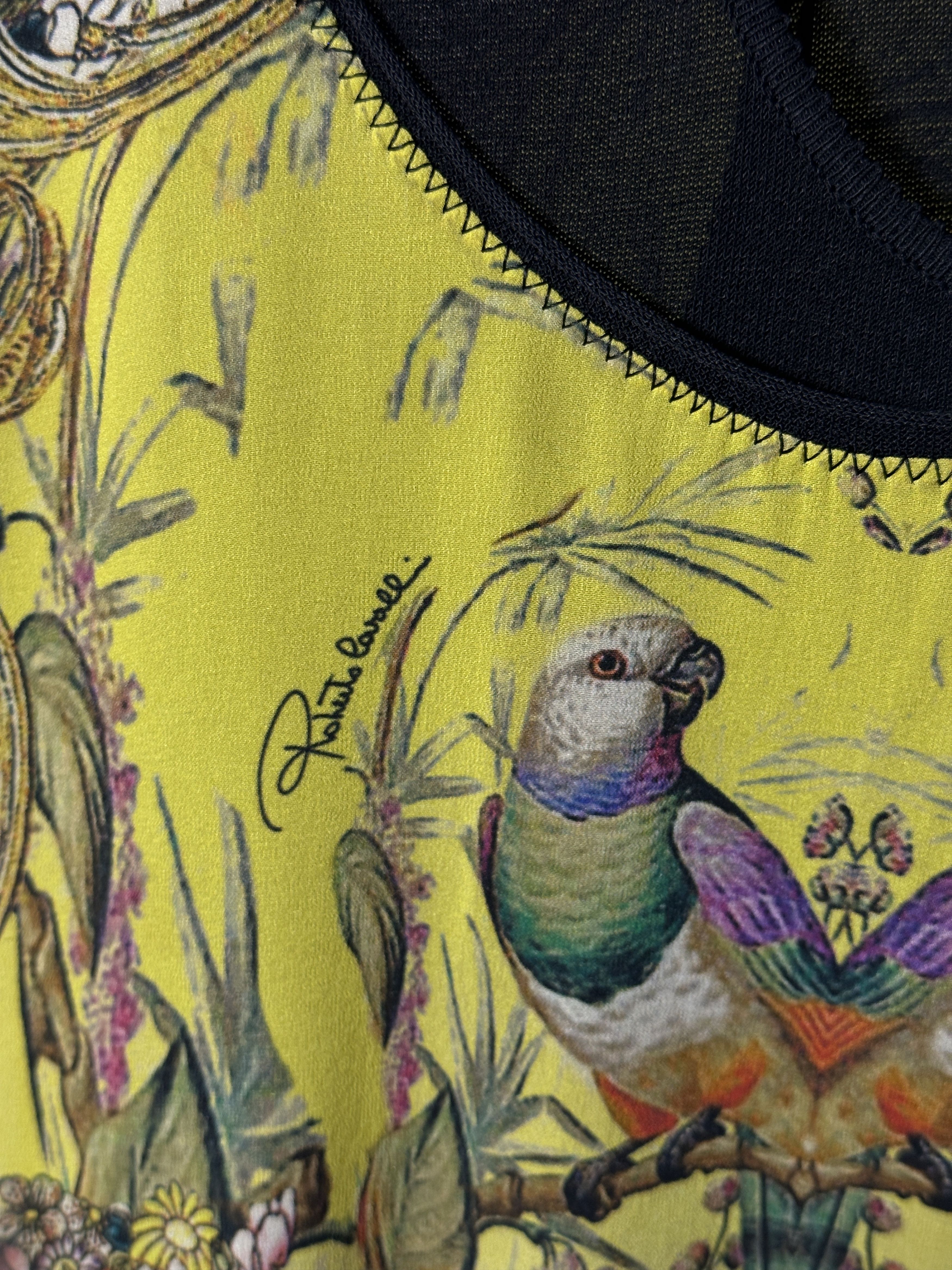 Roberto Cavalli Roberto Cavalli Yellow Printed Chiffon & Knit Overlay Top Size S / US 4 / IT 40 - 10 Thumbnail