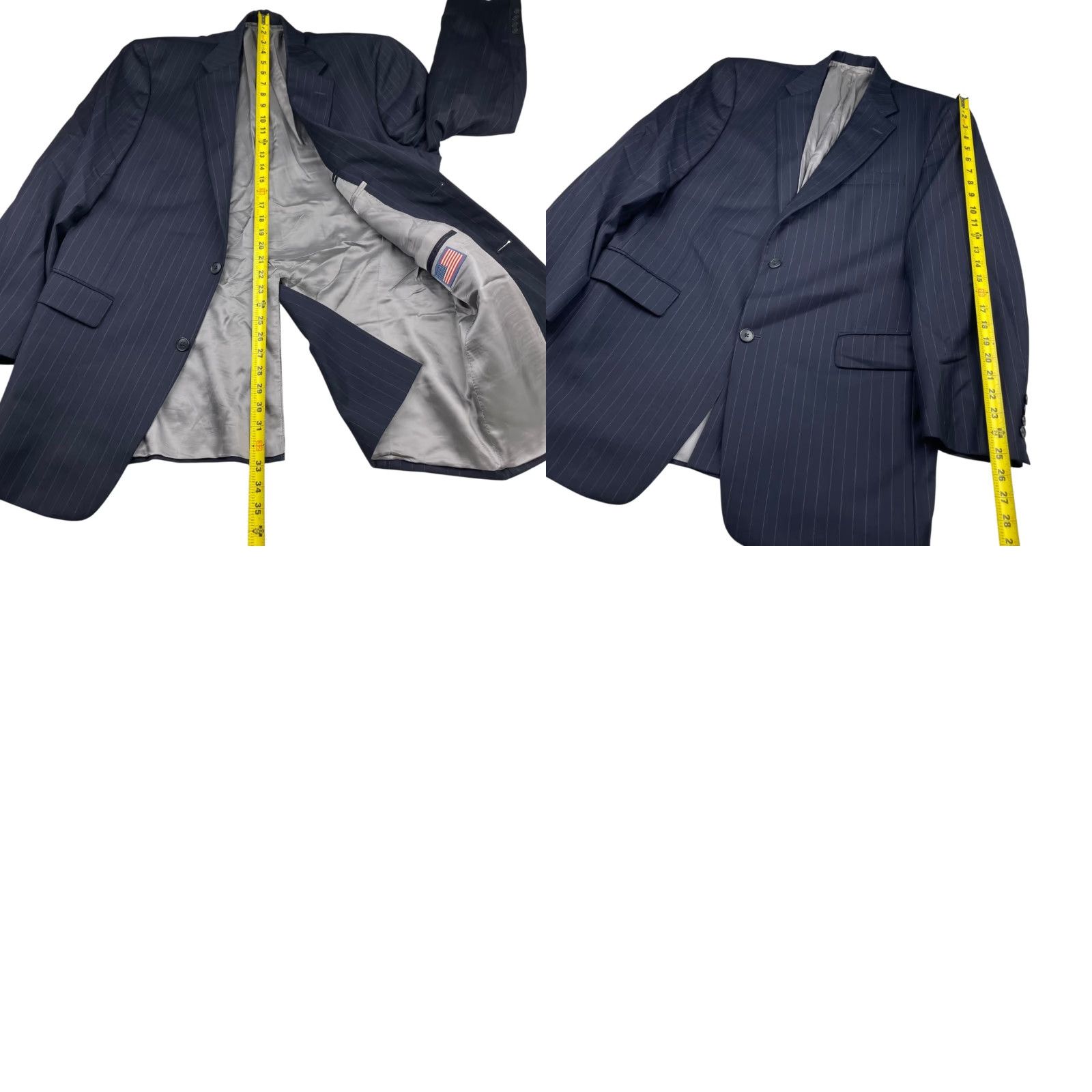 Hart Schaffner Marx Hart Schaffner Marx Blazer Men's 100% Wool Navy Blue Stripe 42L Two-Button Front USA Long Notch Lapel Regular Vintage: No Size 42R - 9 Thumbnail