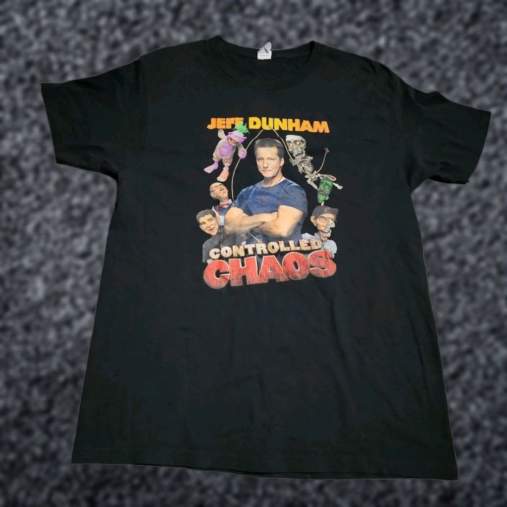 Vintage Jeff Dunham Controlled Chaos Tour 2012 T-Shirt Mens XL Black Graphic Tee Double-Sided Comedy Size US XL / EU 56 / 4 - 1 Thumbnail