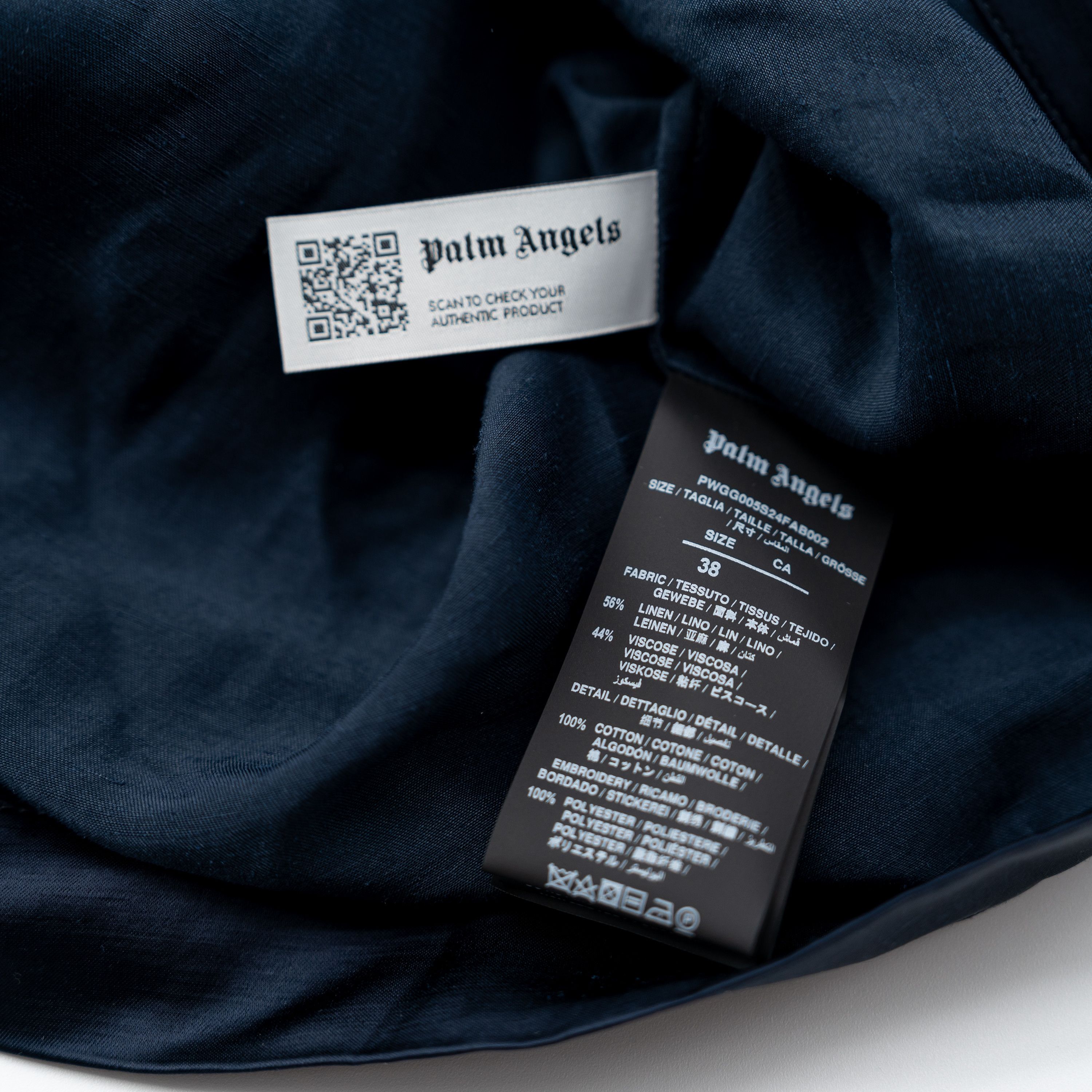 Palm Angels size XS (38) - PALM ANGELS MONOGRAM SATIN BOWLING SHIRT Navy Size XS / US 0-2 / IT 36-38 - 8 Thumbnail
