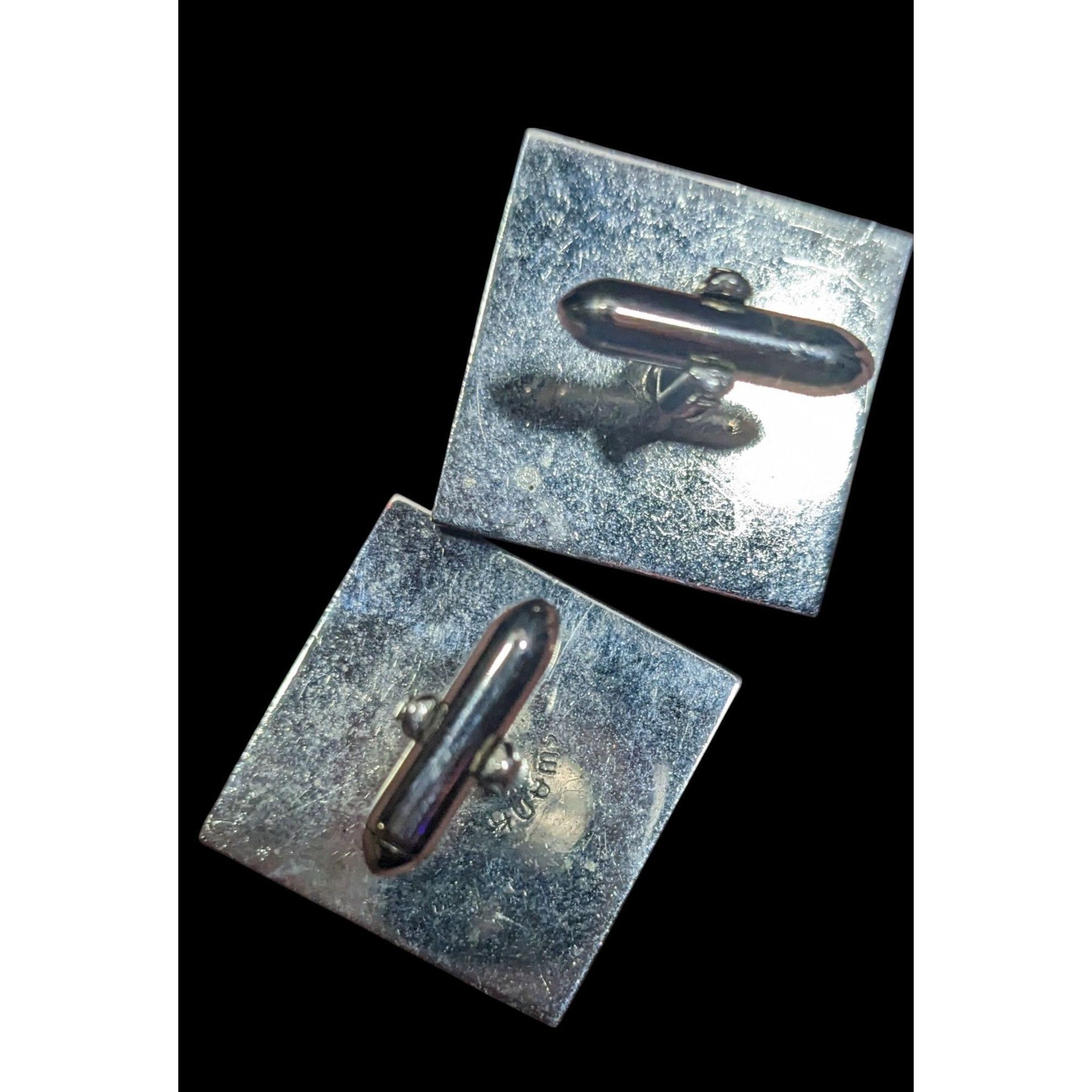 Other Modern Silver Tone Geometric Square Cufflinks Size ONE SIZE - 3 Thumbnail