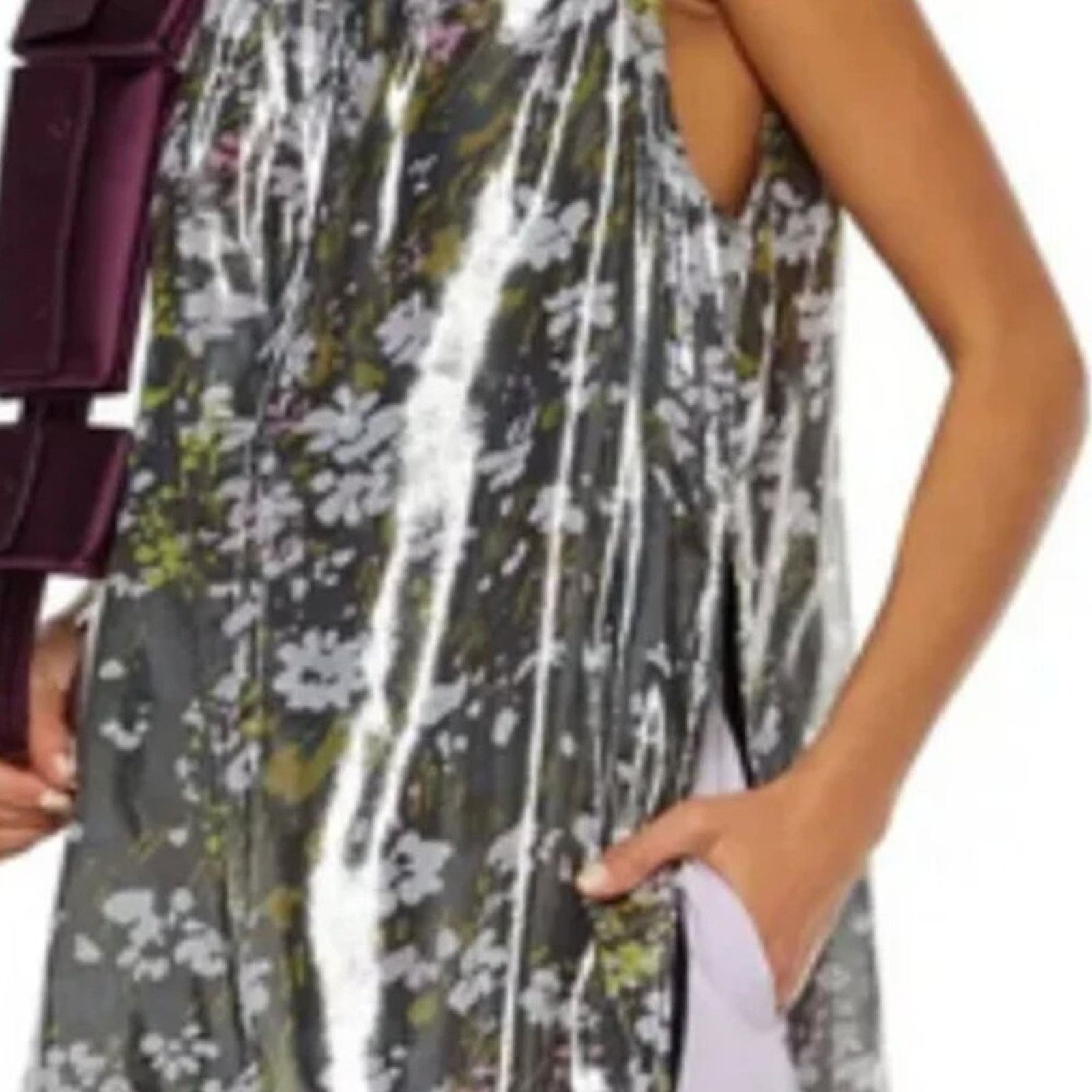 Ganni Ganni Floral print silk blend Metallic top Olive Green Size S / US 4 / IT 40 - 5 Thumbnail