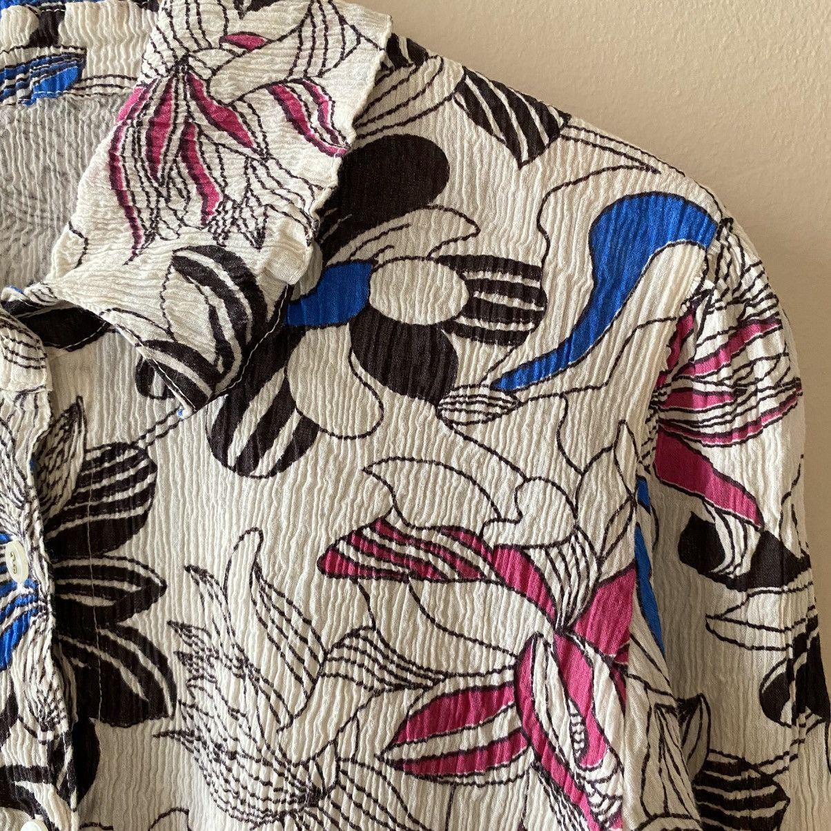 Tsumori Chisato TSUMORI CHISATO White Crinkled Floral Pleated Shirt Size XS / US 0-2 / IT 36-38 - 11 Thumbnail