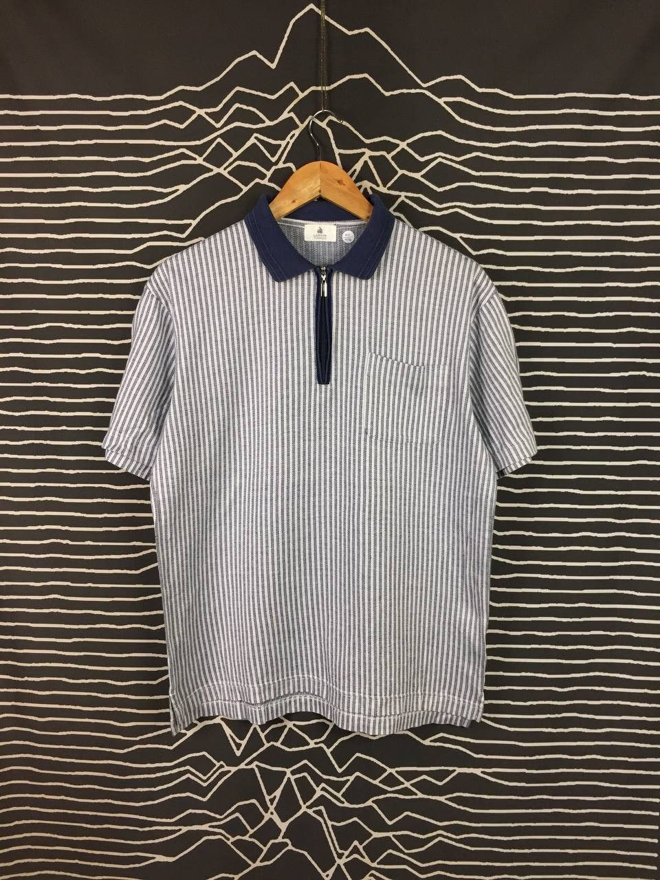 Lanvin Vtg Lanvin Classique Striped Quarter-Zip Polo Shirt Size US M / EU 48-50 / 2 - 2 Thumbnail