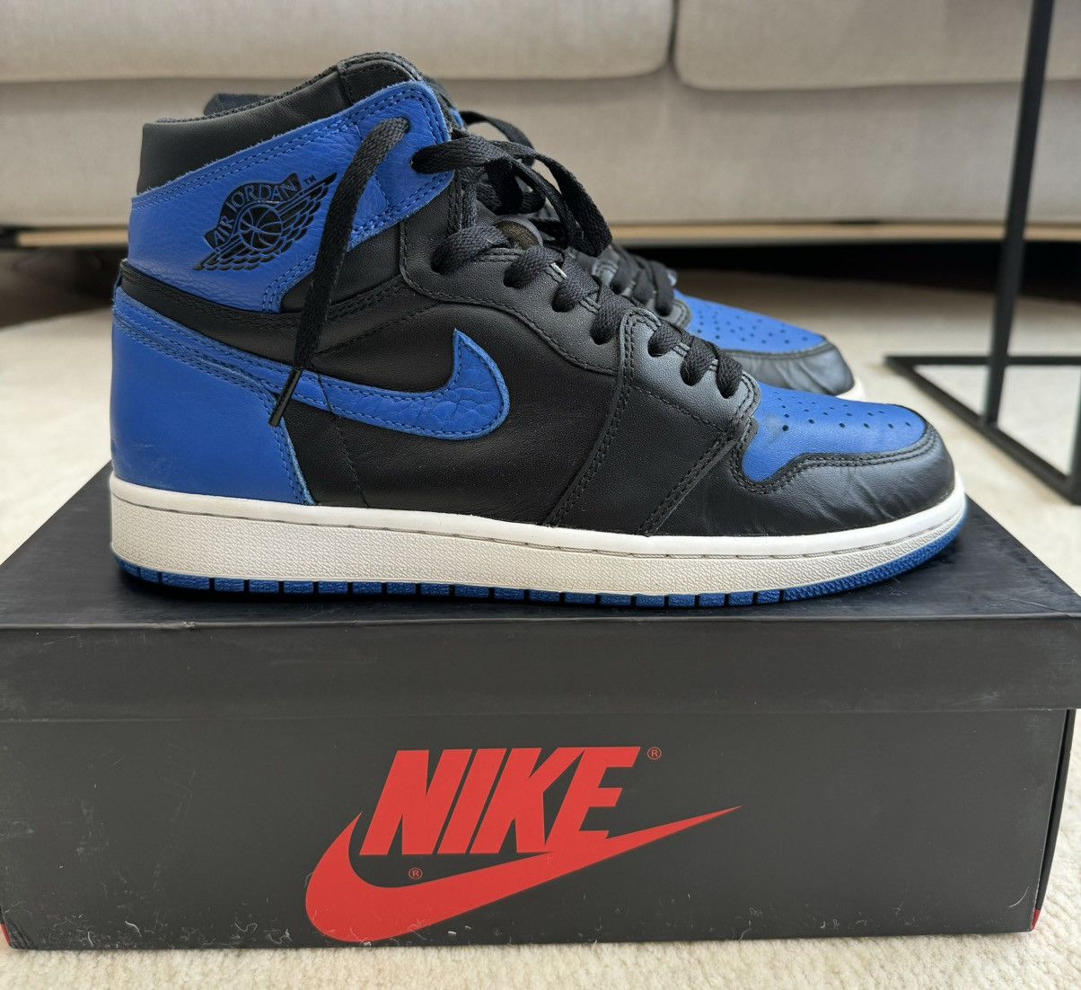 image of Jordan Brand 1 Royal 10 Us Shoes in Black, Men's
