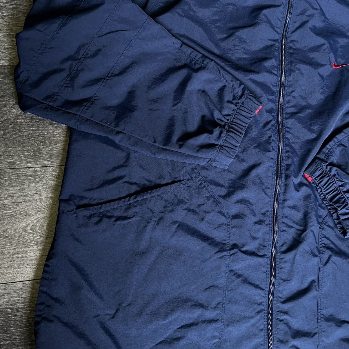 Nike × Vintage Vintage 2000s Nike Swoosh Center Logo Zip Track Jacket Navy Size US XXL / EU 58 / 5 - 7 Thumbnail