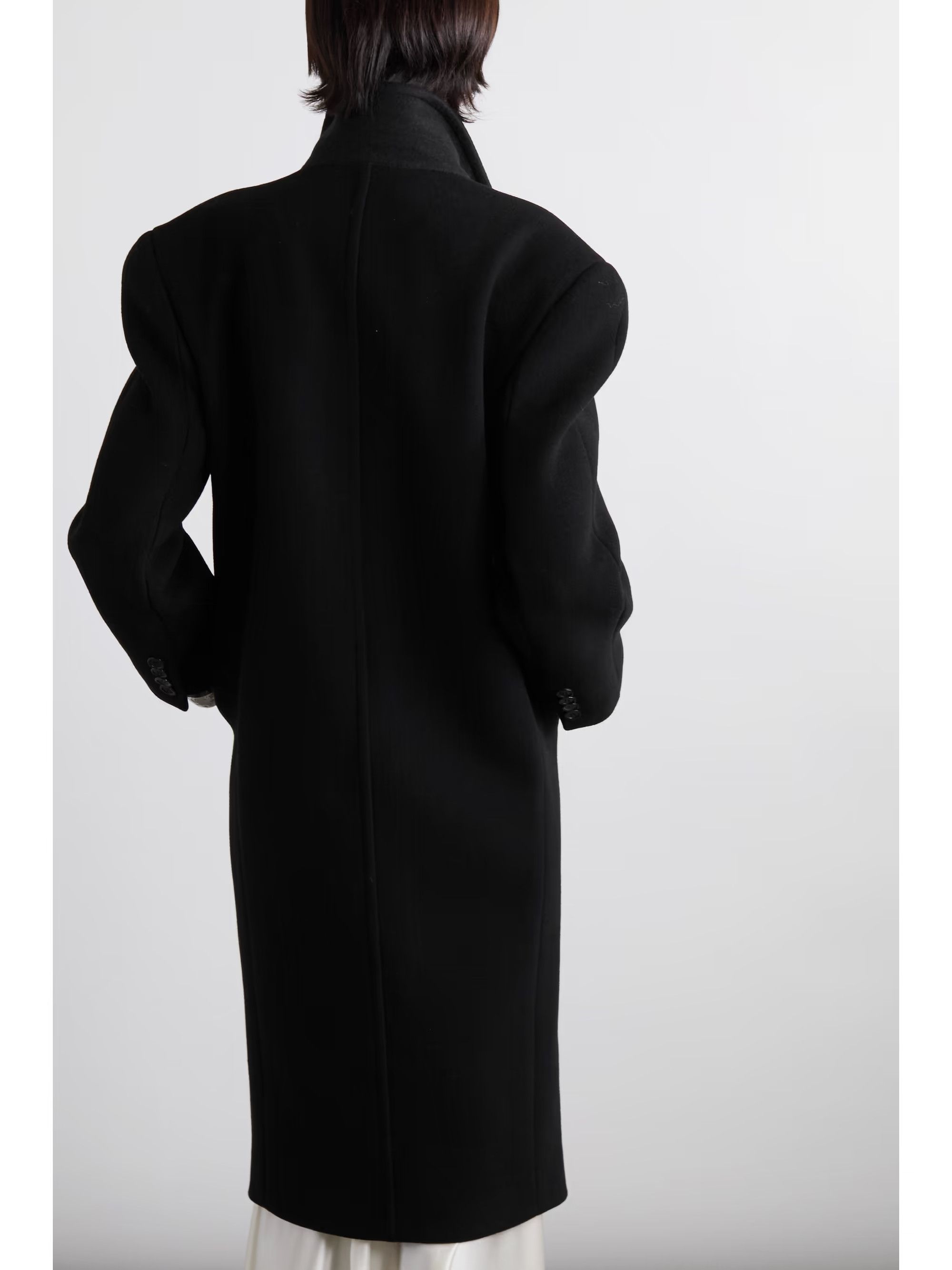 Saint Laurent Paris o1tp1o1224 Double Breasted Cashmere Felt Coat in Black Size L / US 10 / IT 46 - 4 Thumbnail