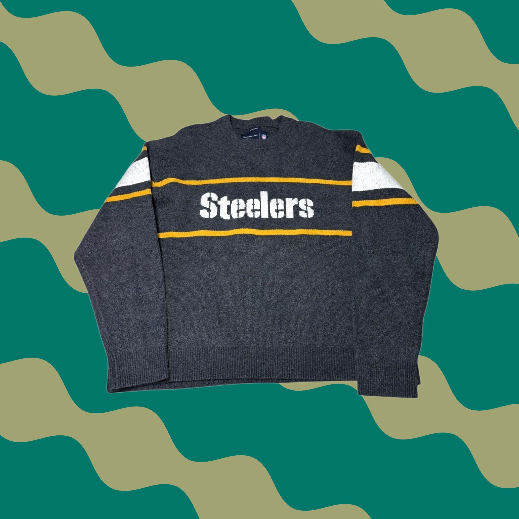 Abercrombie & Fitch Abercrombie & Fitch Pittsburgh Steelers NFL Oversized Tall Knit Sweater Mens L Size US L / EU 52-54 / 3 - 1 Thumbnail