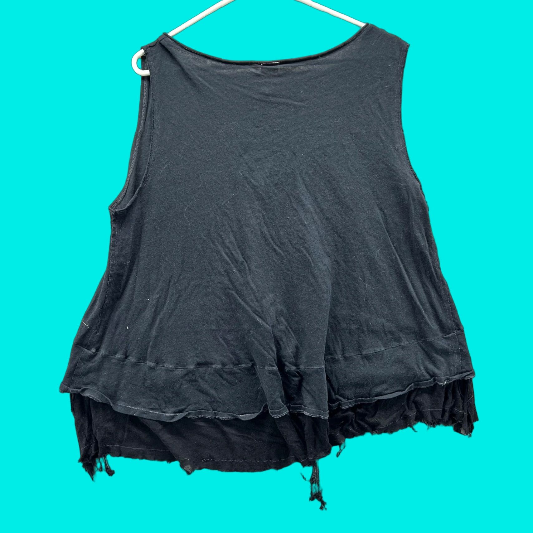 Free People Free People Tank Top Womens Small Black V Neck Layered Asym Hem Hi Low Tunic Top Size S / US 4 / IT 40 - 1 Thumbnail