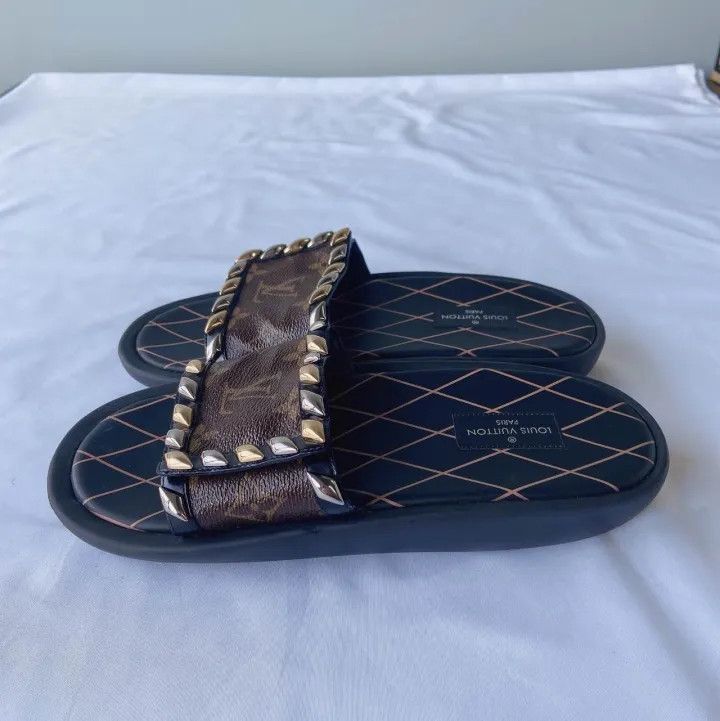 Louis Vuitton Louis Vuitton Brown Monogram Slide Sandals -2508 Size US 6 / EU 39 - 1 Thumbnail