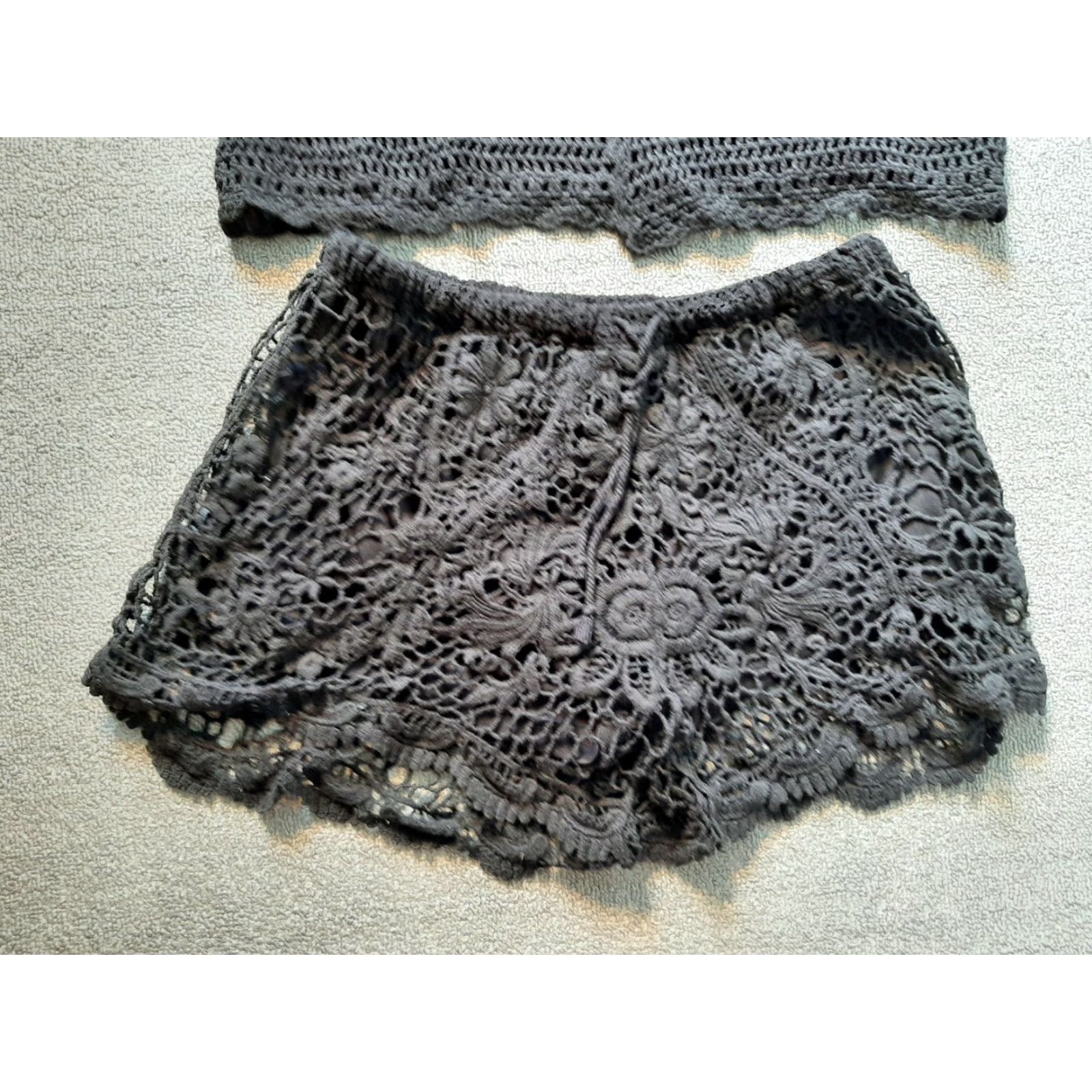 Vintage Cable & Gauge Shirt and Ledor Skirt Knit Medium M Womens Black Floral Outfit Size M / US 6-8 / IT 42-44 - 3 Thumbnail