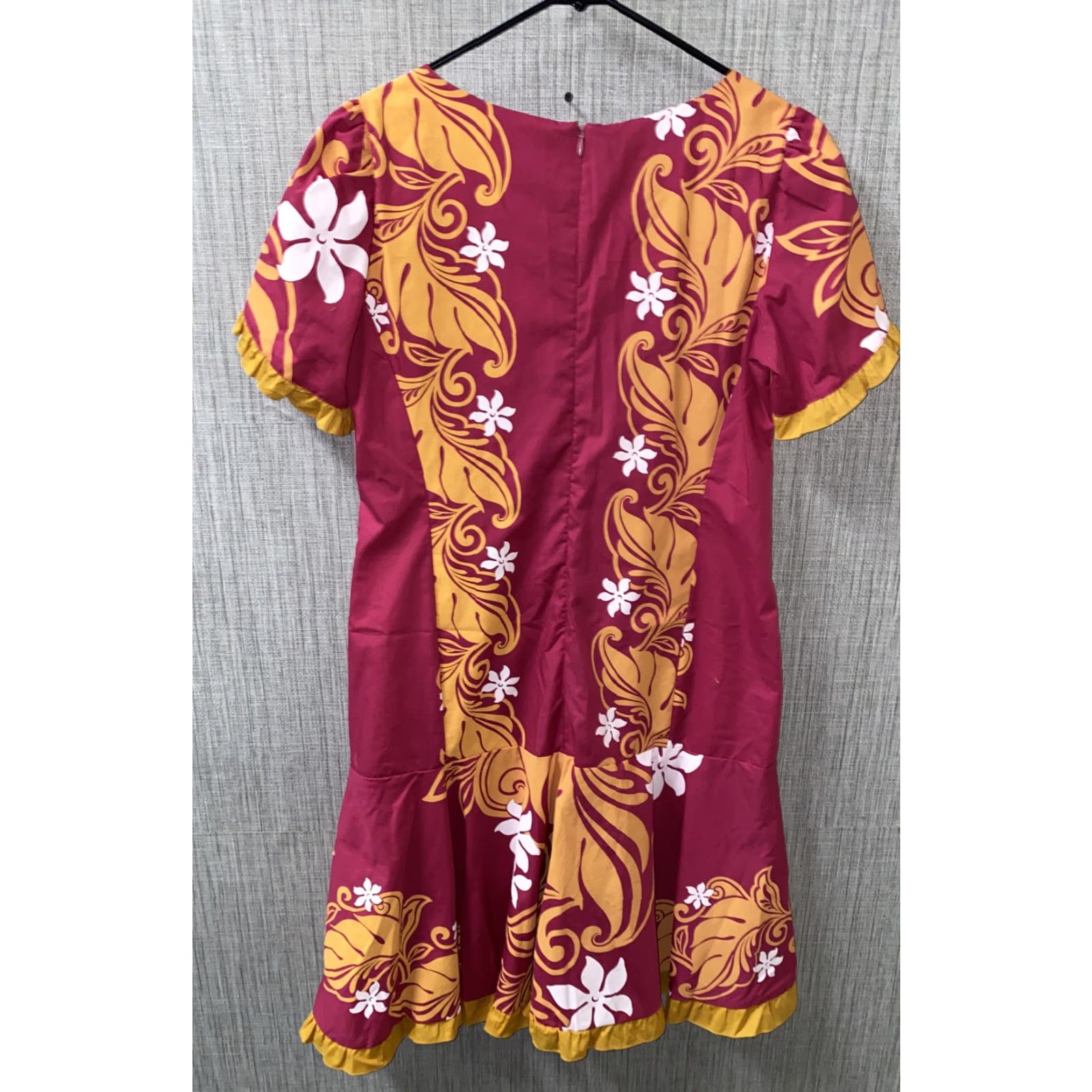 Vintage Slade Polynesian Womens Orange/Pink Long Dress Size L Floral Casual Size L / US 10 / IT 46 - 4 Thumbnail
