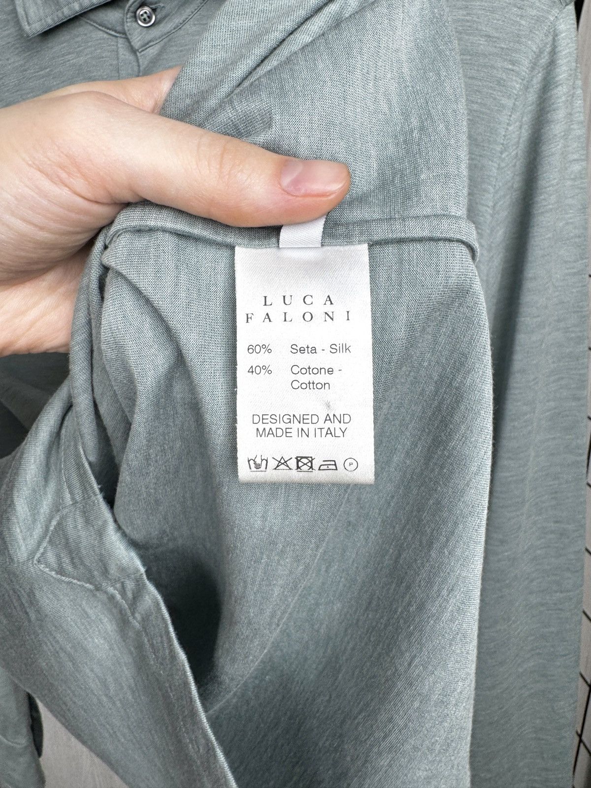 Other Luca Faloni Long Sleeve Polo Shirt Silk-Cotton Marine Green Size US XS / EU 42 / 0 - 12 Thumbnail