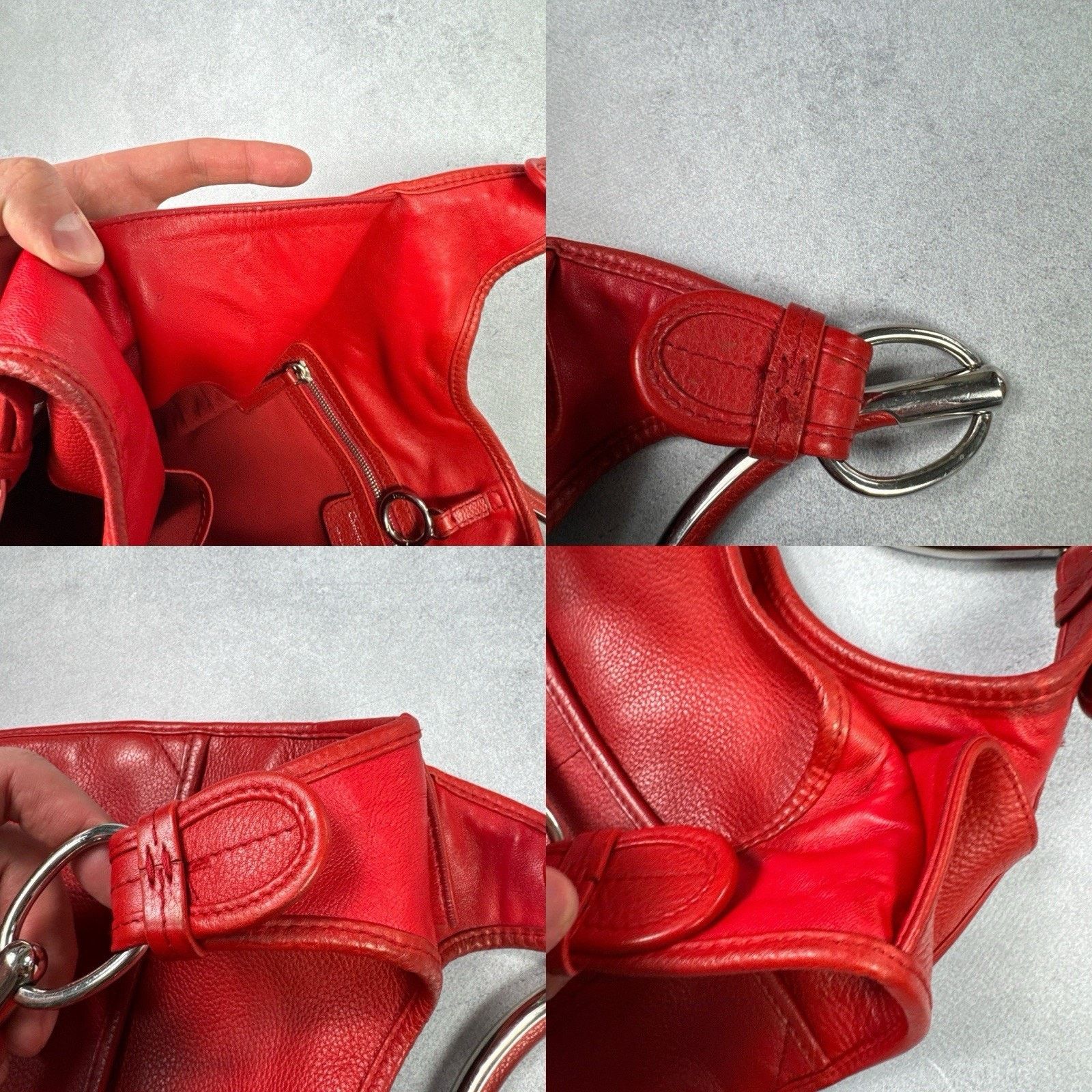 Christian Dior Red Leather Medium 61 Tote