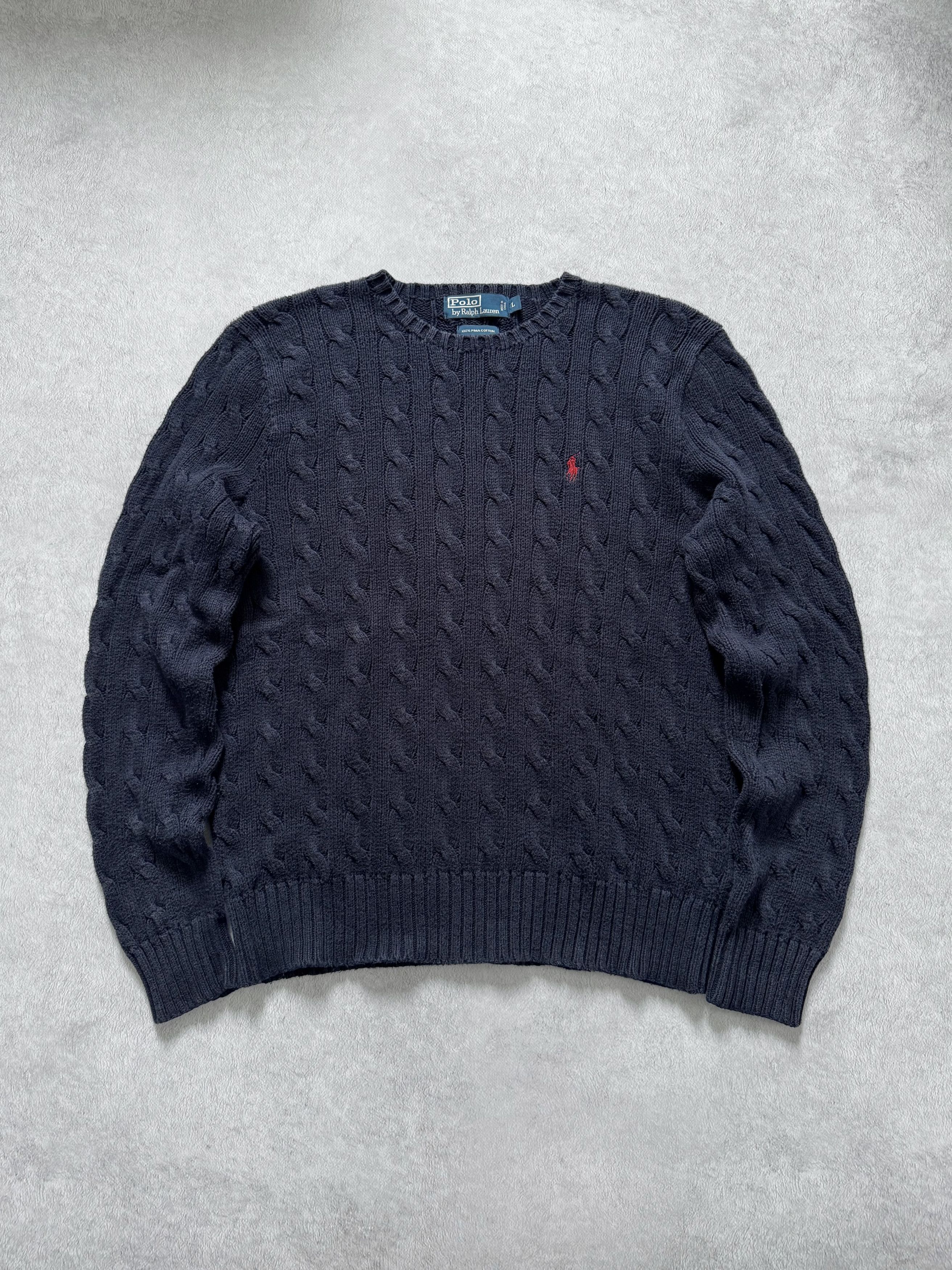 Polo Ralph Lauren Vintage Polo Ralph Lauren Cable Knit Sweater Pima Cotton Size US L / EU 52-54 / 3 - 1 Thumbnail