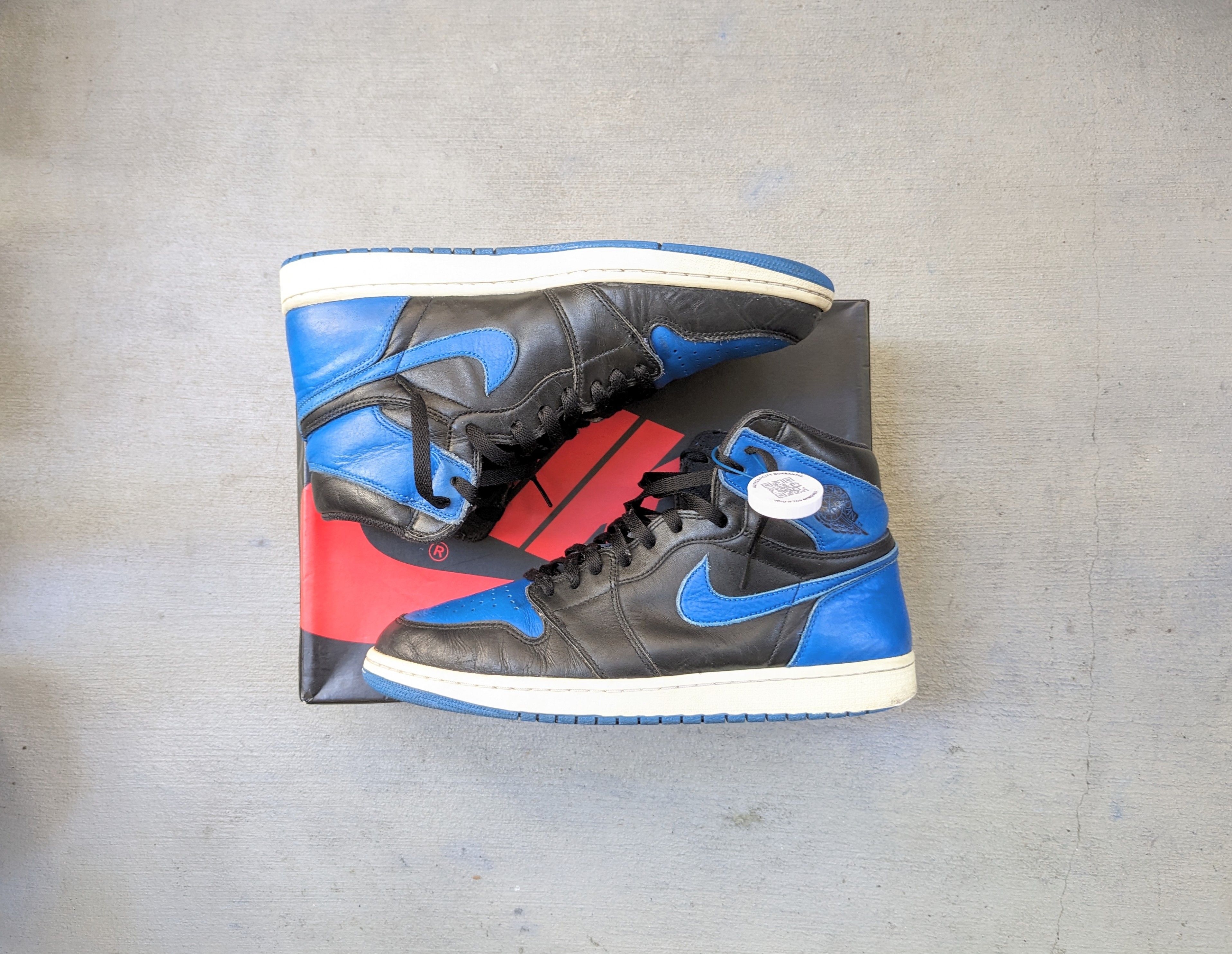 image of Jordan Nike Air Jordan Retro 1 High OG Royal Size 11 555088-007 Shoes in Black/Blue, Men's