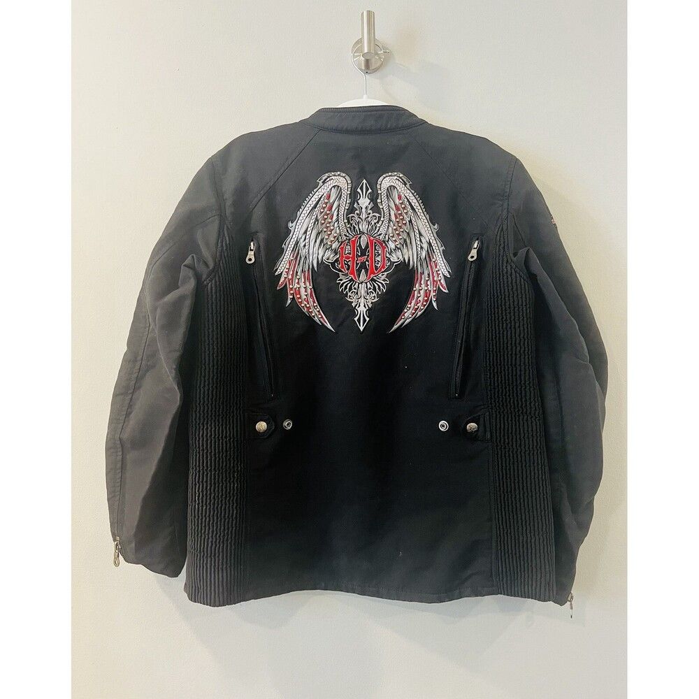 Harley Davidson Harley Davidson jacket Coat Black Cotton Embroidered Wings Size US L / EU 52-54 / 3 - 3 Thumbnail