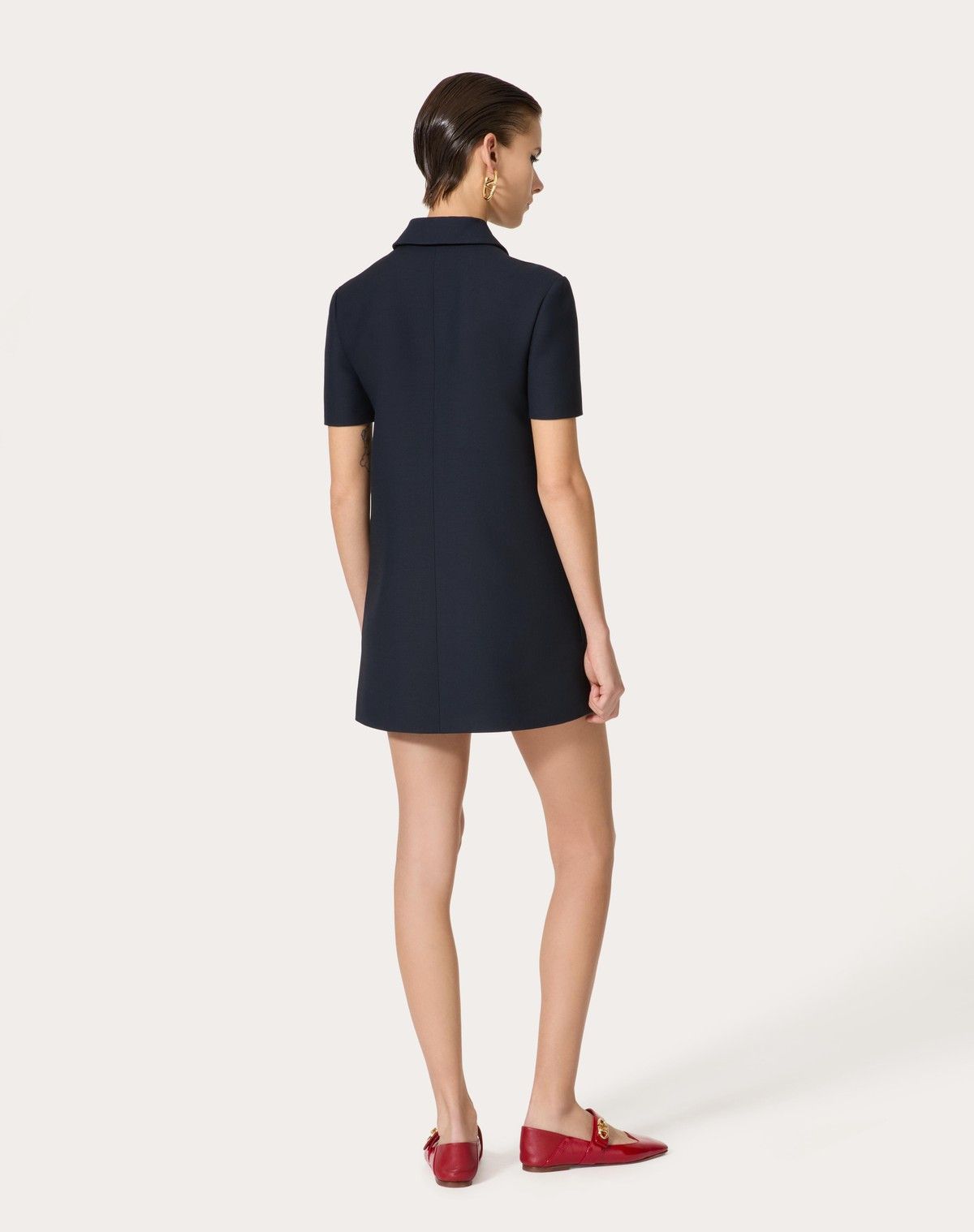 Valentino o1s1wg110525 Crepe Couture Short Dress in Navy Blue Size XS / US 0-2 / IT 36-38 - 4 Thumbnail