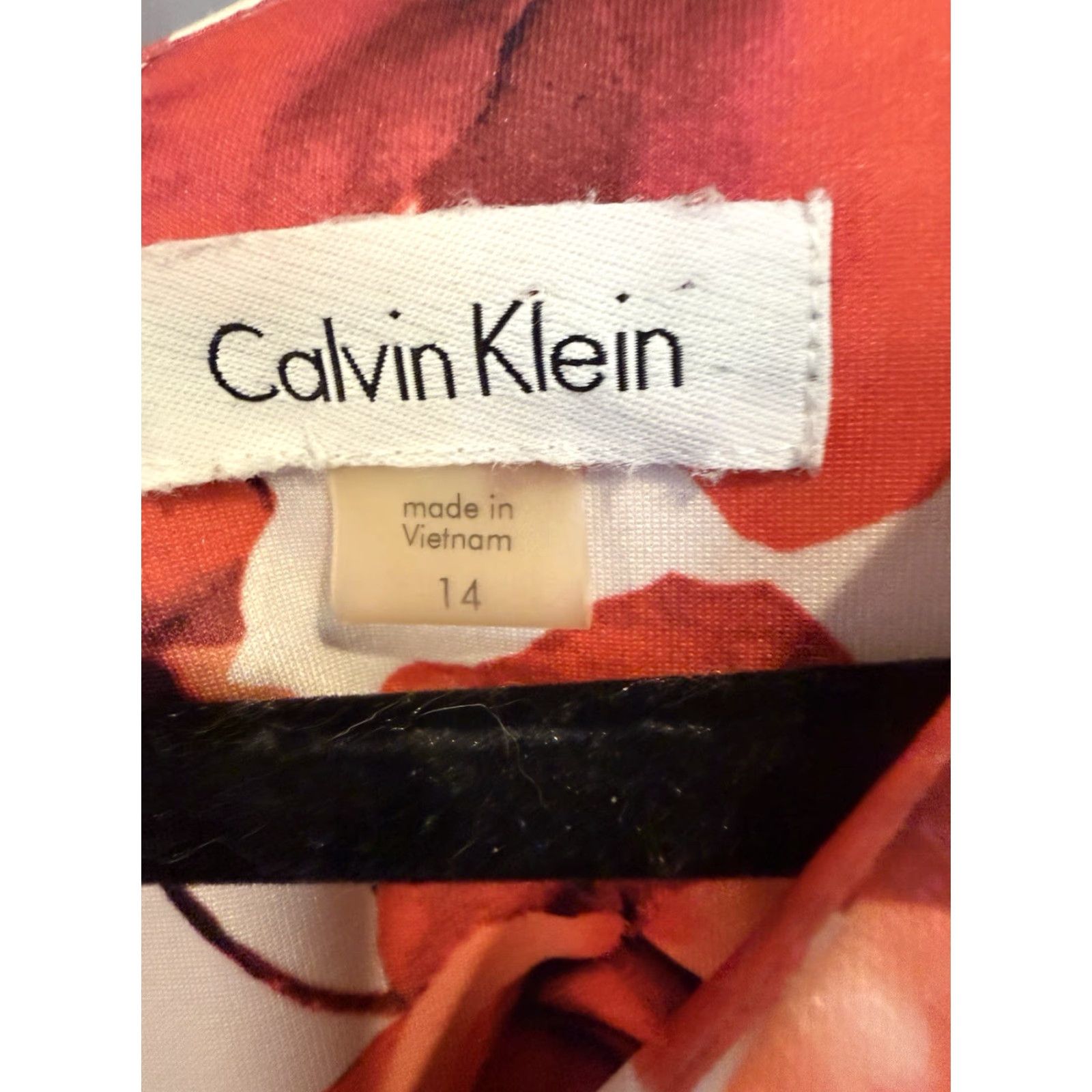 Calvin Klein Calvin Klein Sheath Dress V-Neck Sleeveless Floral Knit Knee Length Red White sz 14 Women Size XL / US 12-14 / IT 48-50 - 2 Thumbnail