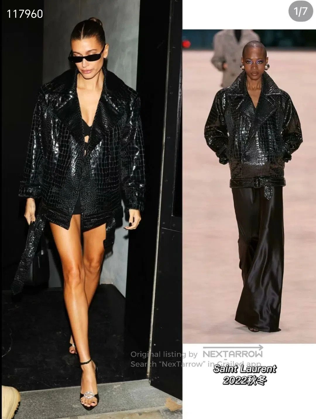 Saint Laurent Paris Saint Laurent FW22 Black Croc Leather Jacket. Size XS / US 0-2 / IT 36-38 - 9 Thumbnail