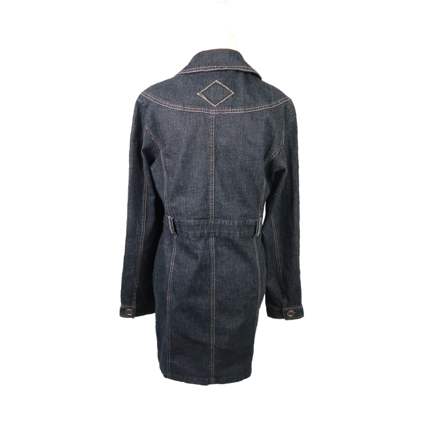 Denime VINTAGE 90s Freda denim jacket dark wash navy blue mid length Cotton jacket Regular Size 2 1990s Size XS / US 0-2 / IT 36-38 - 5 Thumbnail