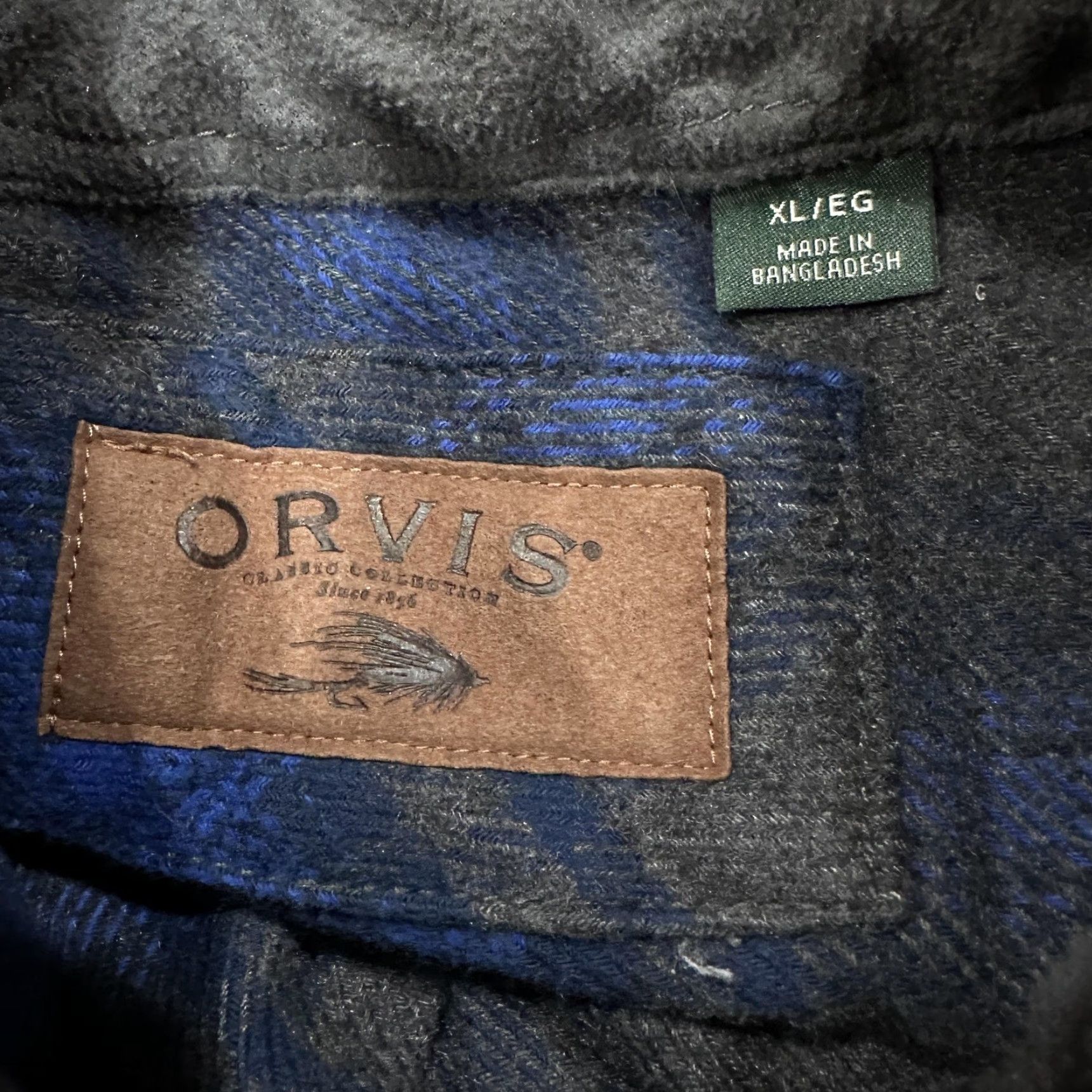 Orvis VINTAGE Orvis Flannel Shirt Jacket Mens XL Blue Gray Plaid Button Pockets Thick Shacket Size US XL / EU 56 / 4 - 7 Thumbnail