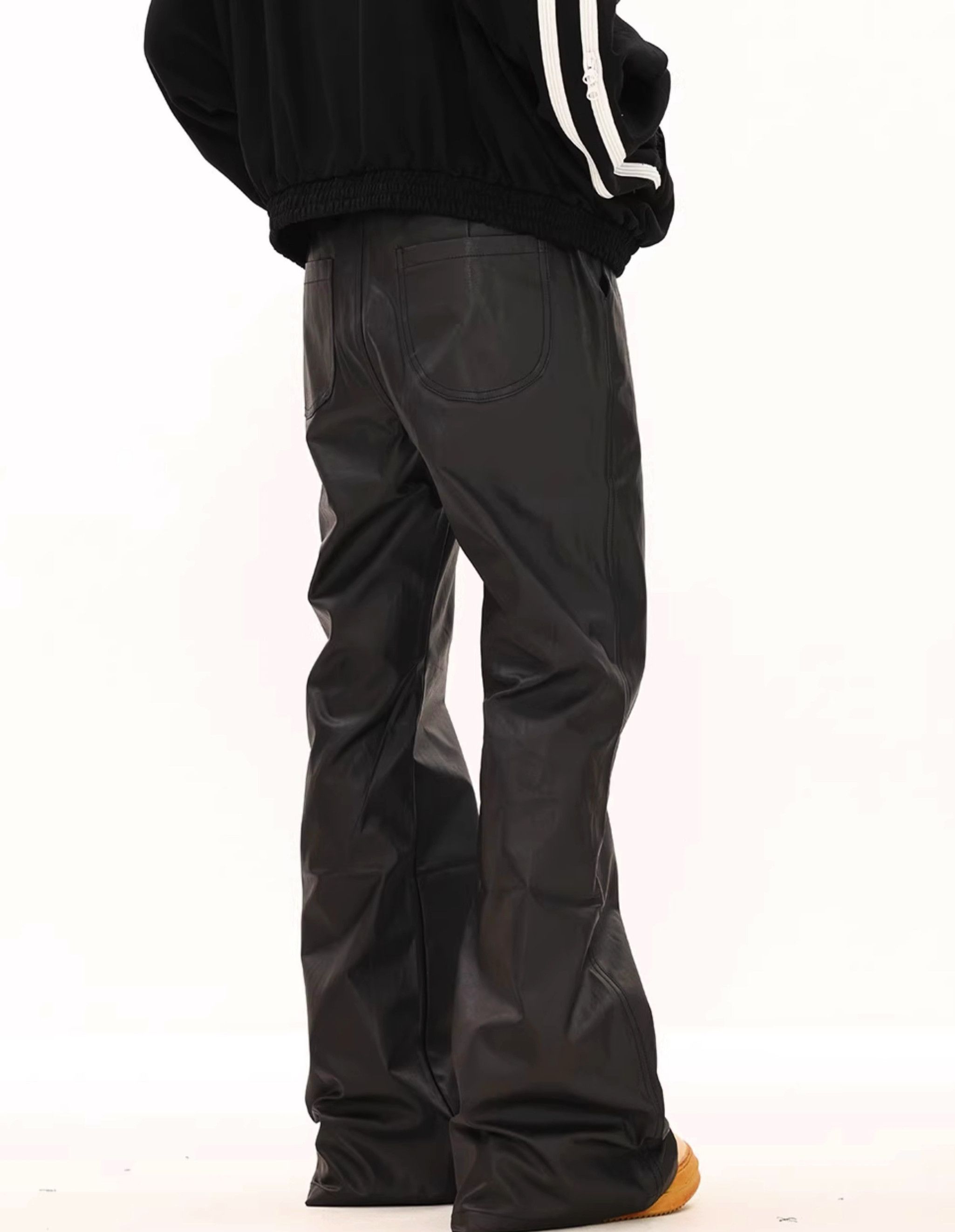 Leather Casual Wax PU Leather Straight Bottom Wide Leg Glossy Size US 35 - 2 Thumbnail