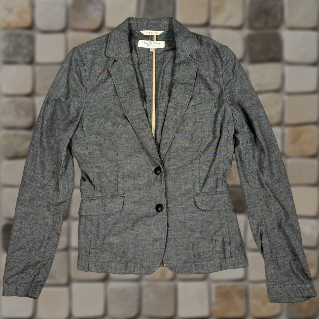 Rag & Bone VINTAGE Rag & Bone Blazer Jacket Womens Made in USA Gray Size 4 City Classic Designer 90s 00s Pockets Lightweight Button Closure Mid-Length Size S / US 4 / IT 40 - 1 Thumbnail