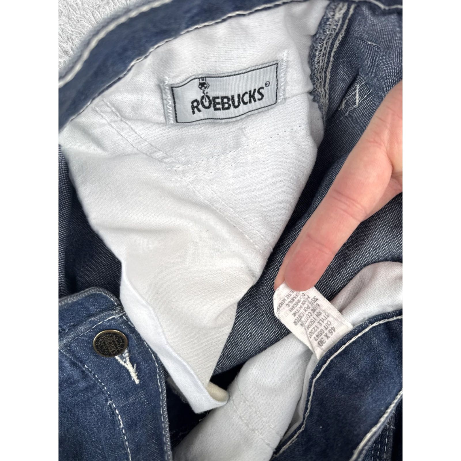 Denime VINTAGE Roebucks Jeans Men 46x30 Carpenter Denim Workwear Hammer Loop 5-Pocket Straight Blue USA Size US 30 / EU 46 - 7 Thumbnail
