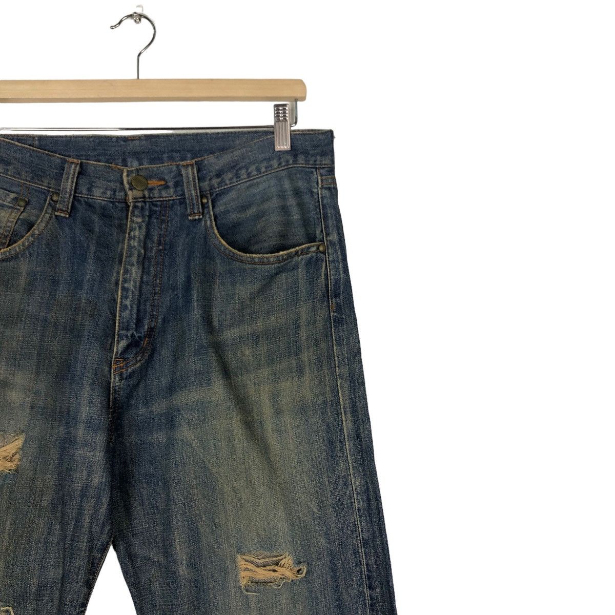 Japanese Brand 🔥Punk Design Distressed Style Denim Jeans Tough Japan Size US 34 / EU 50 - 6 Thumbnail